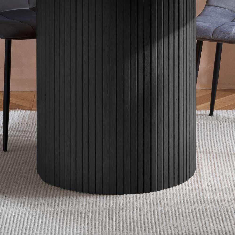 Black - Birlea - Axel Round Fluted Dining Table - 6