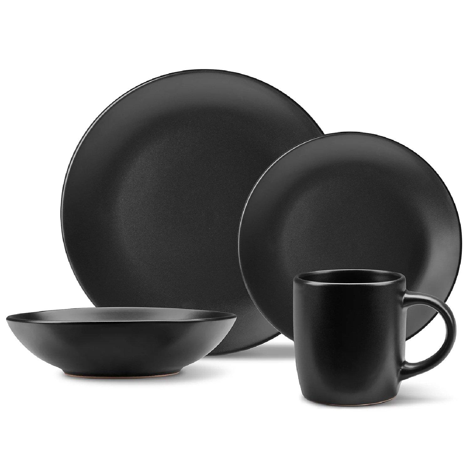 Black - VonShef - Matte Black Dinner Set – 16 Piece - 1