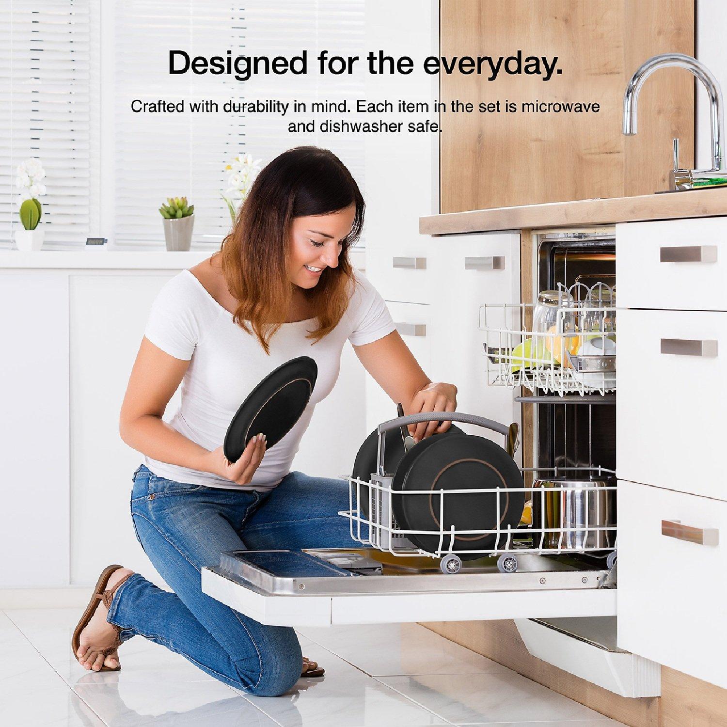 Black - VonShef - Matte Black Dinner Set – 16 Piece - 4