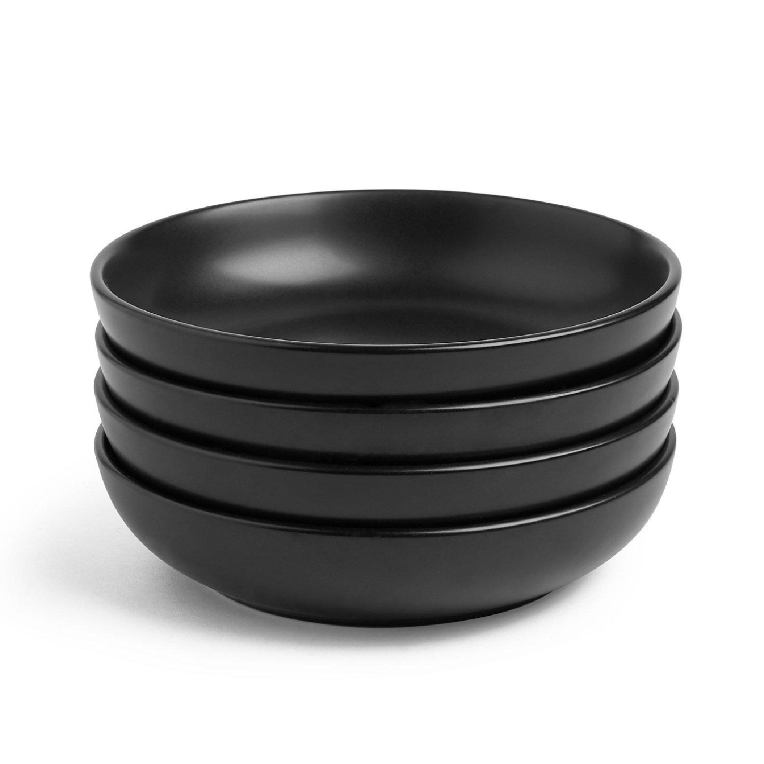 Vonshef  Matte Pasta Bowl Set – 4 Piece Black - 4 Pcs