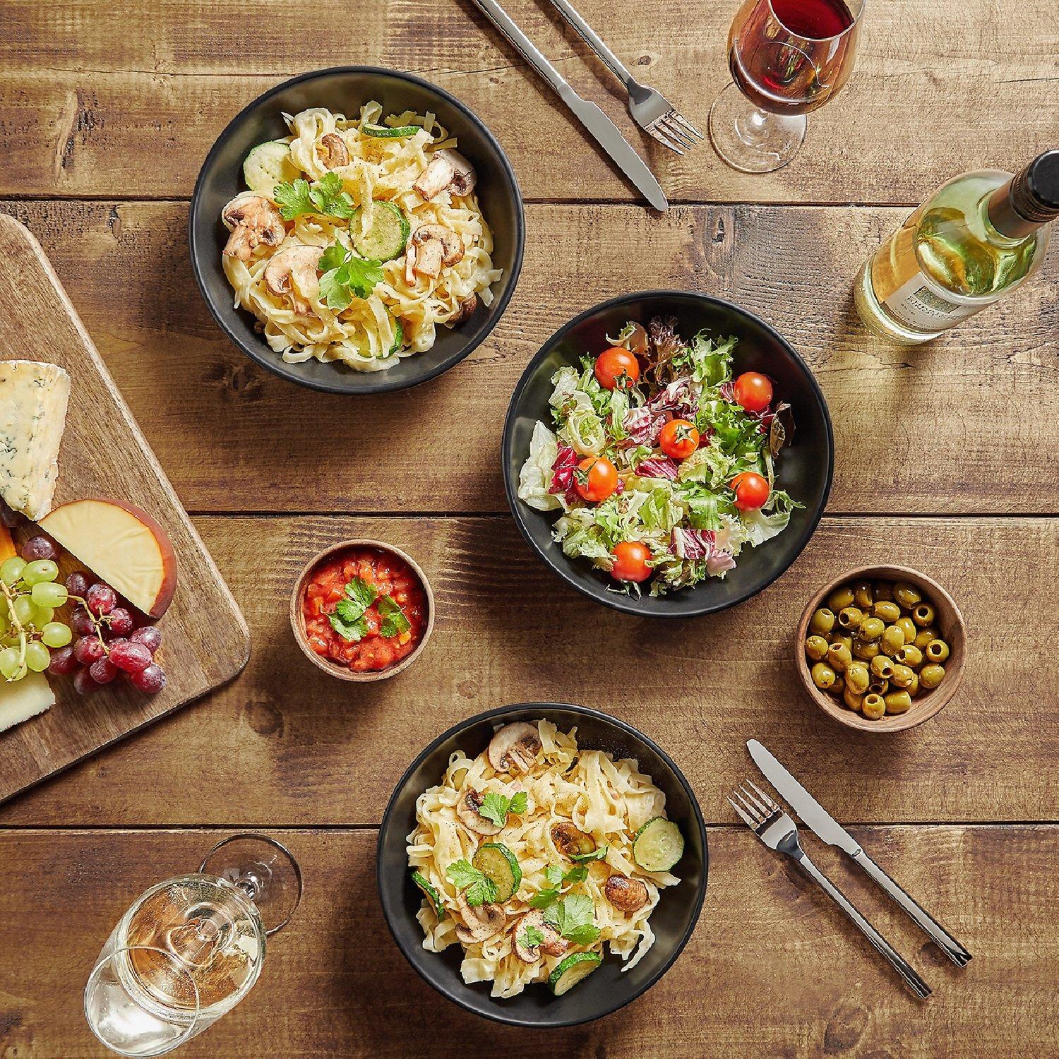 Black - VonShef - Matte Black Pasta Bowl Set – 4 Piece - 4