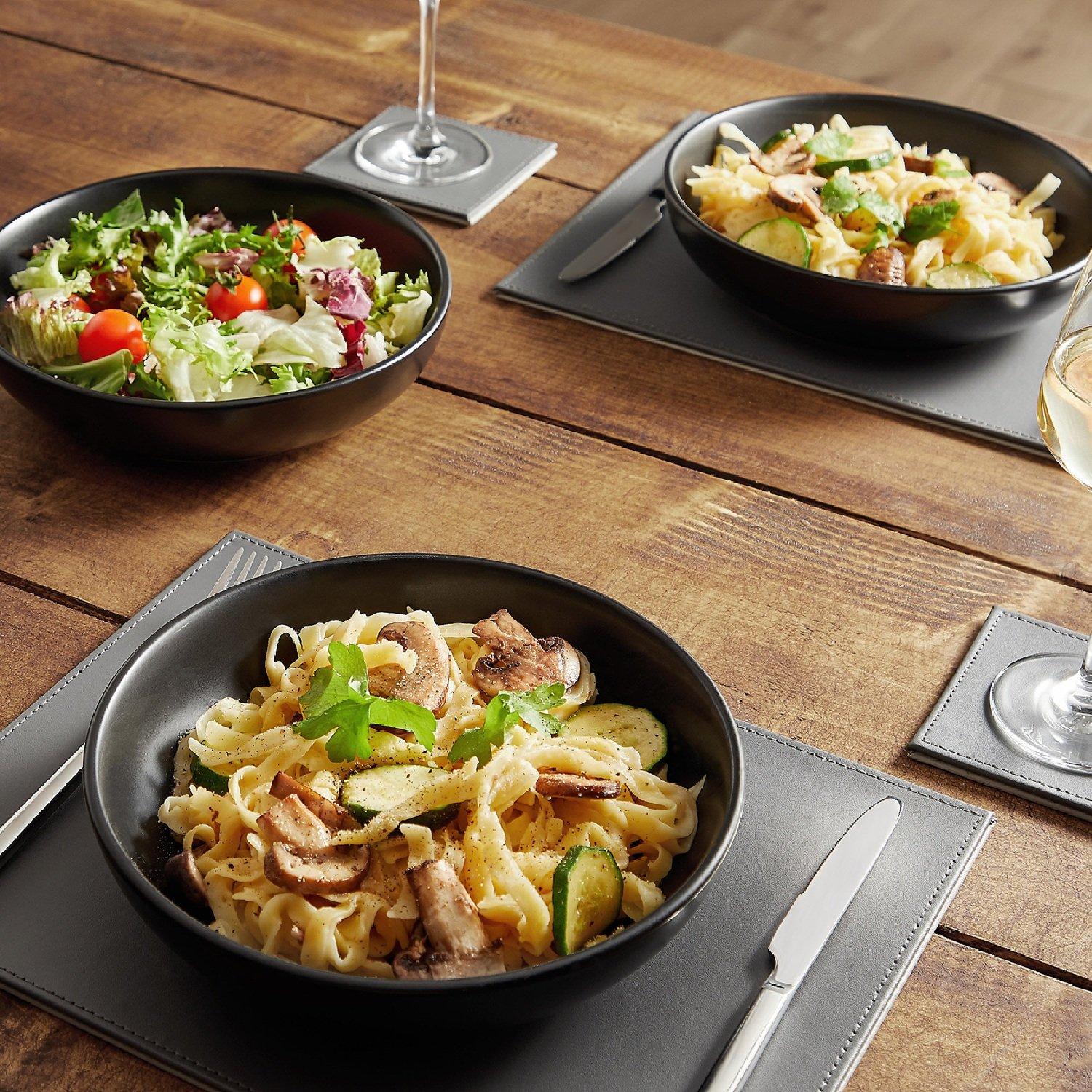 Black - VonShef - Matte Black Pasta Bowl Set – 4 Piece - 5