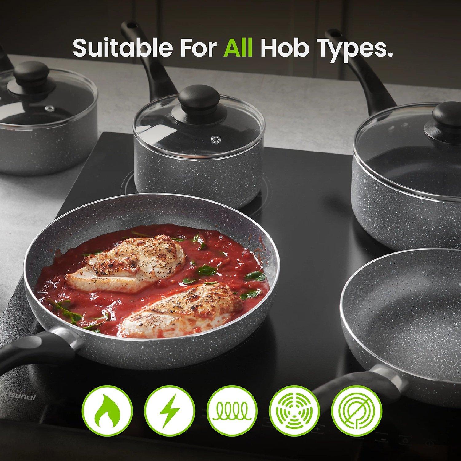 Granite - VonShef - Granite Effect Pans - 8 Piece Set - 2