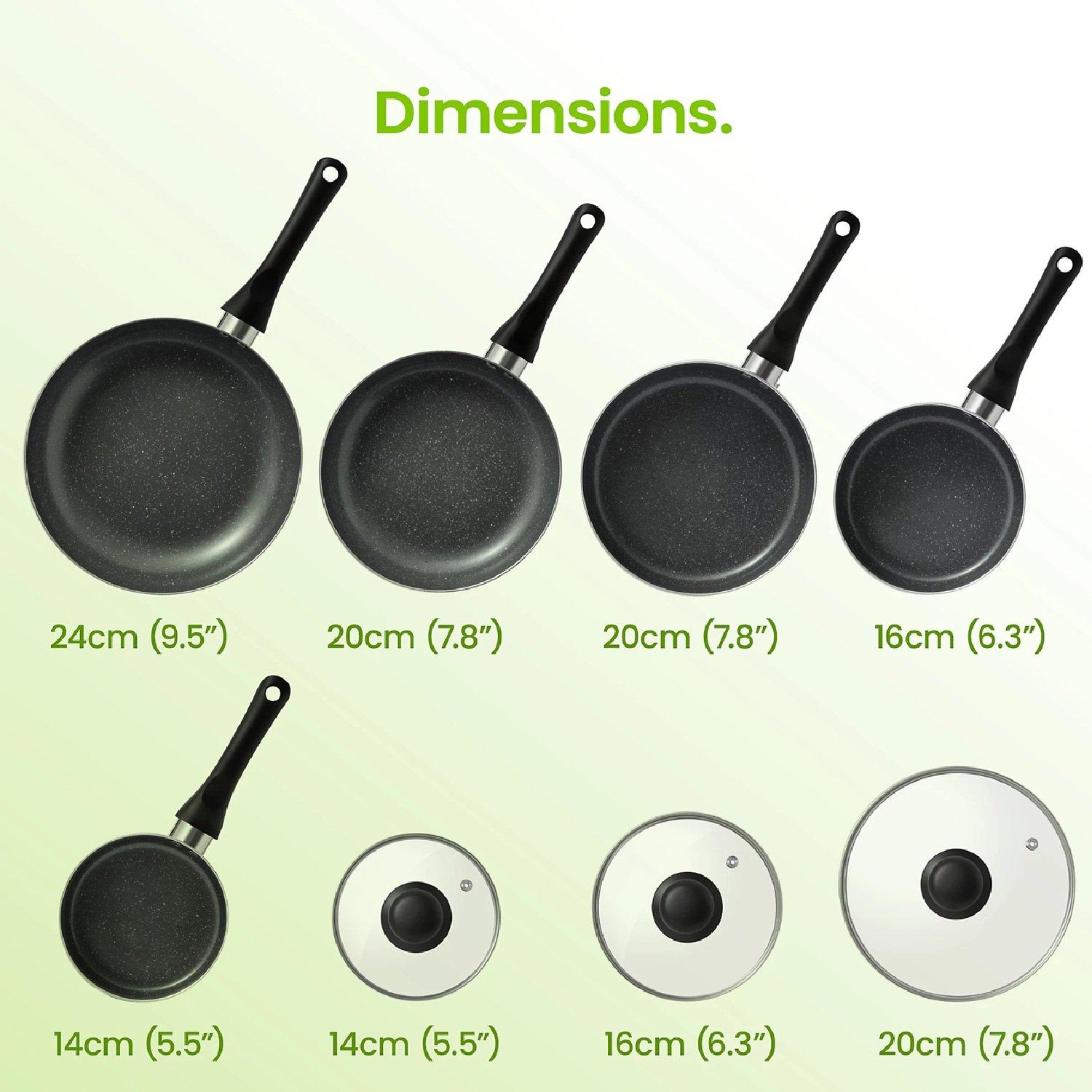Granite - VonShef - Granite Effect Pans - 8 Piece Set - 6
