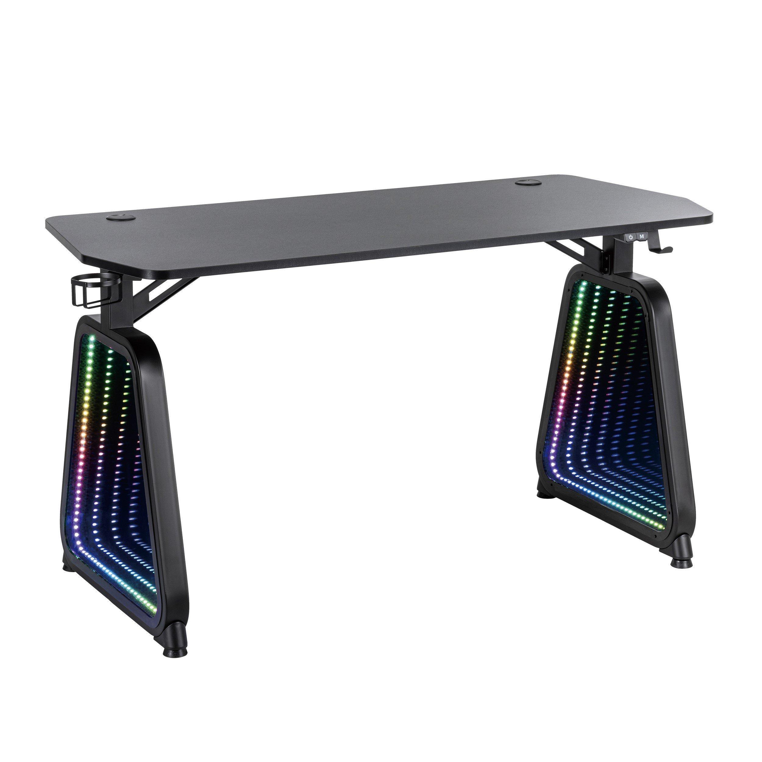 Black - White Shark - Medusa Infinity RGB LED Gaming Desk - 2