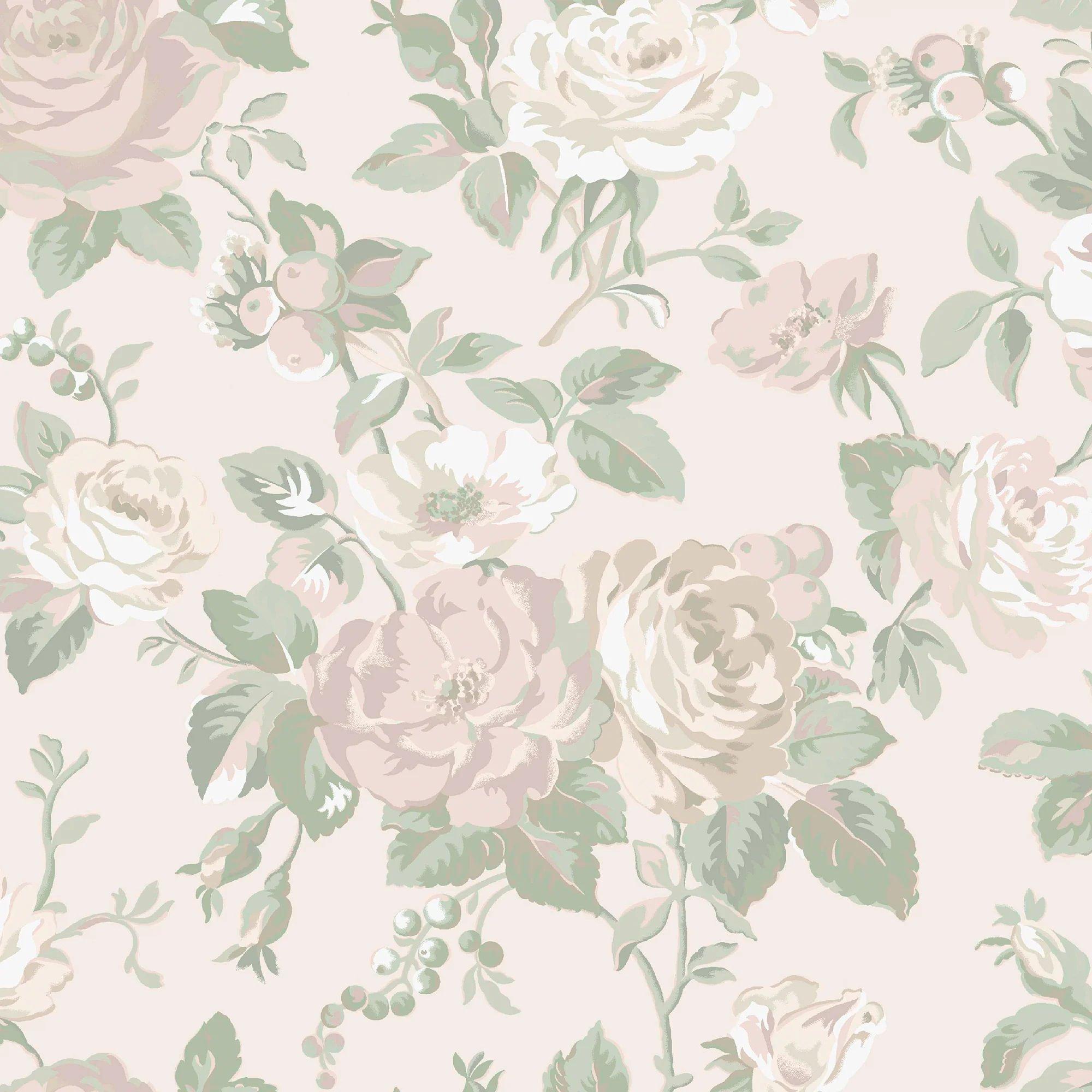 Pink - Cath Kidston - Garden Rose Blue Wallpaper - 1