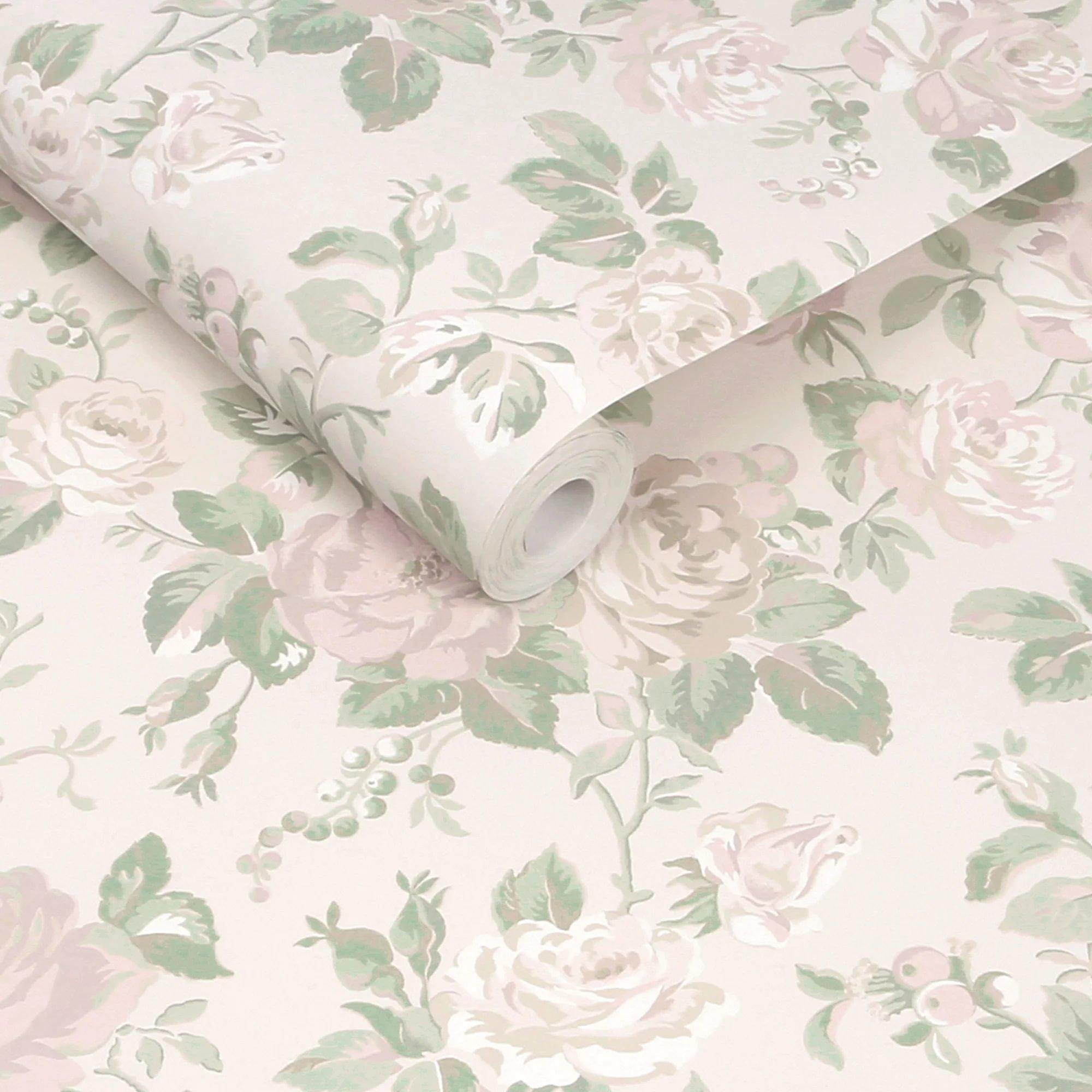Pink - Cath Kidston - Garden Rose Blue Wallpaper - 3