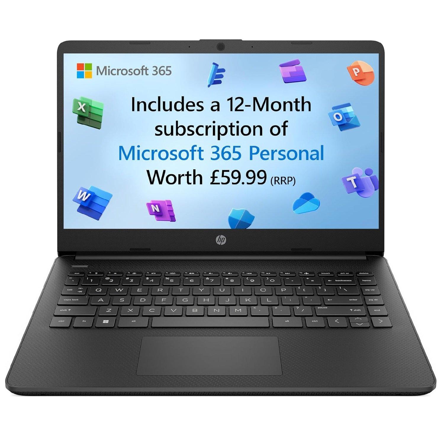Black - HP - HP Stream 14 Intel 4GB 64GB Win 11 Office 365 - 1