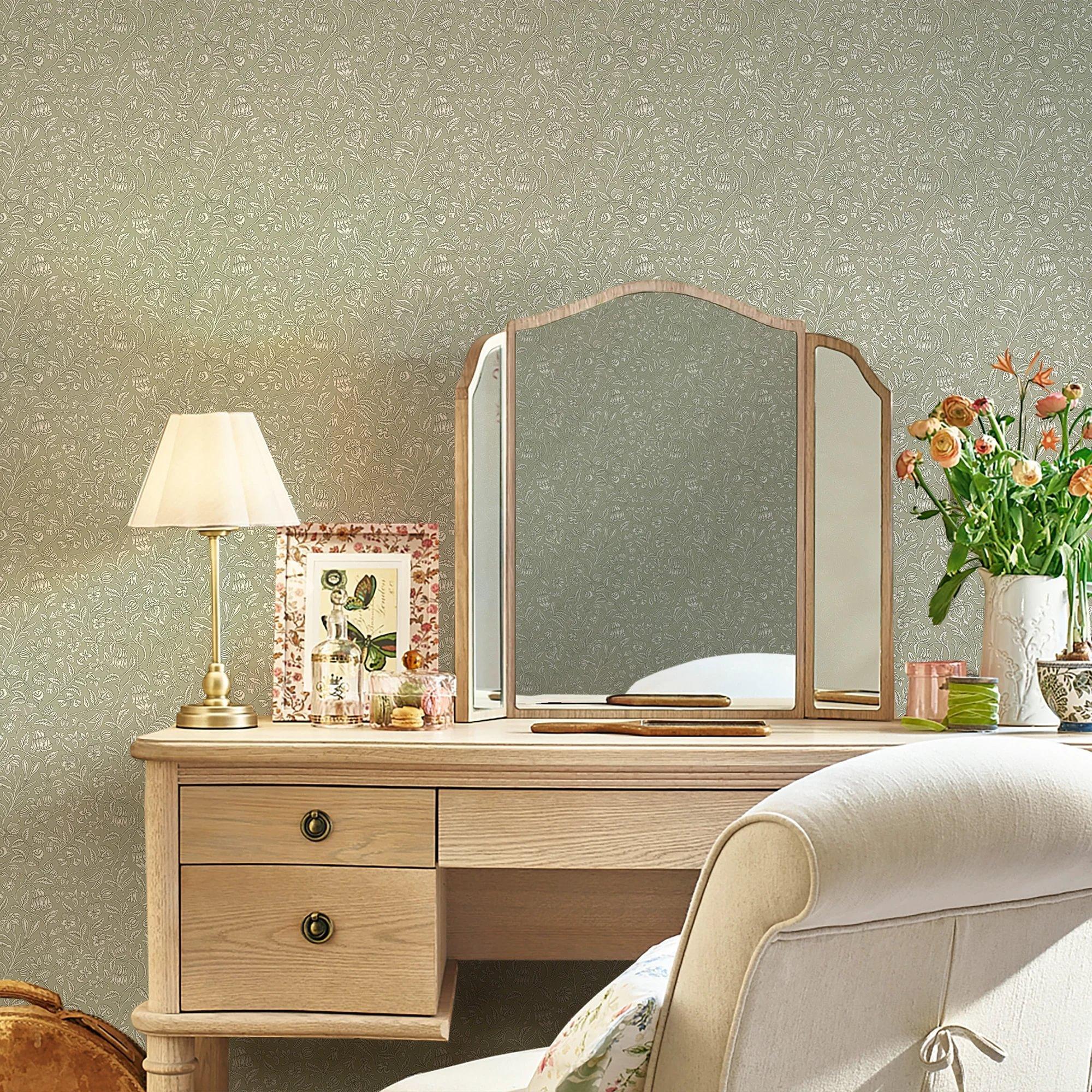 Sage Green - Laura Ashley - Elmdon Wallpaper - 2