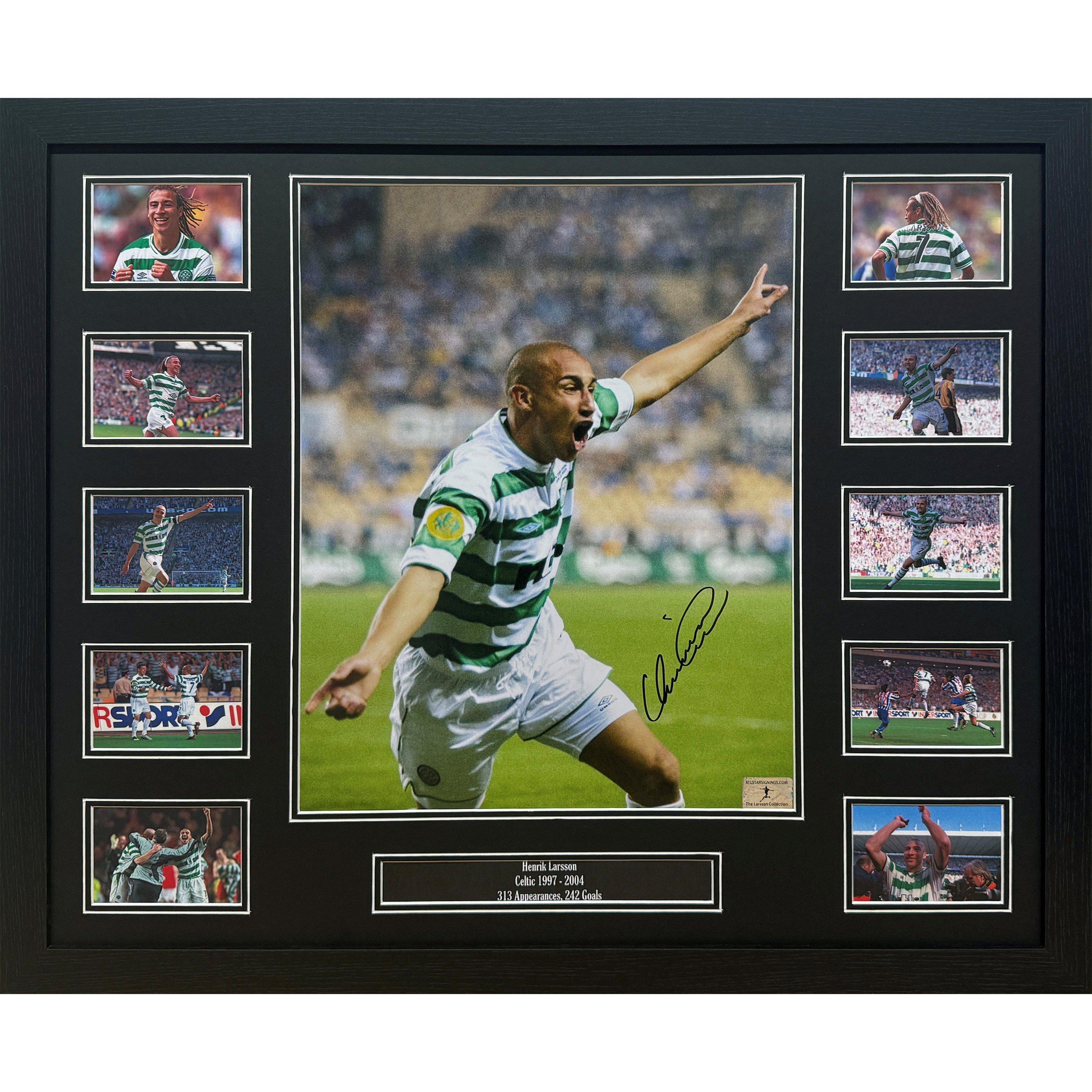 Allstarsignings Ltd  Henrik Larsson Signed Celtic Photograph - Green