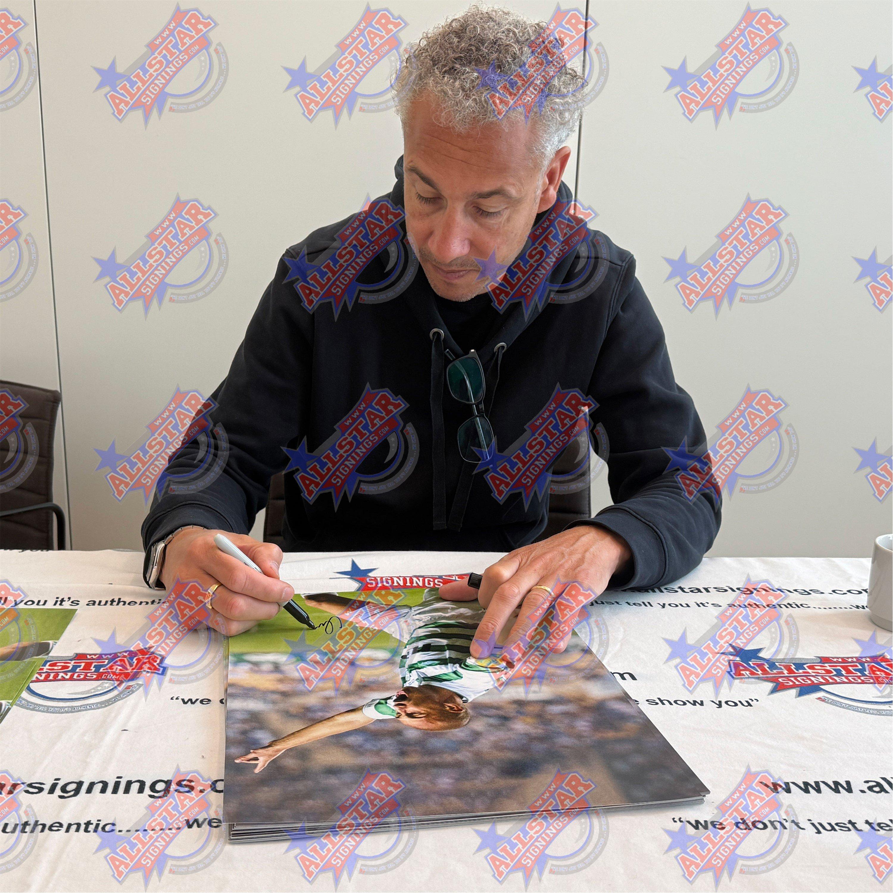 Green - AllStarSignings Ltd - Henrik Larsson signed Celtic photograph - 2