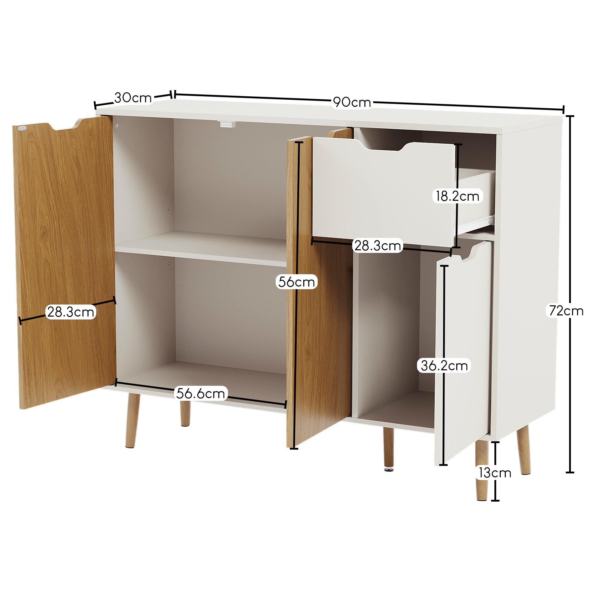 Oak & White - Lassic - Vida Designs 3 Door 1 Drawer Sideboard Storage - 2