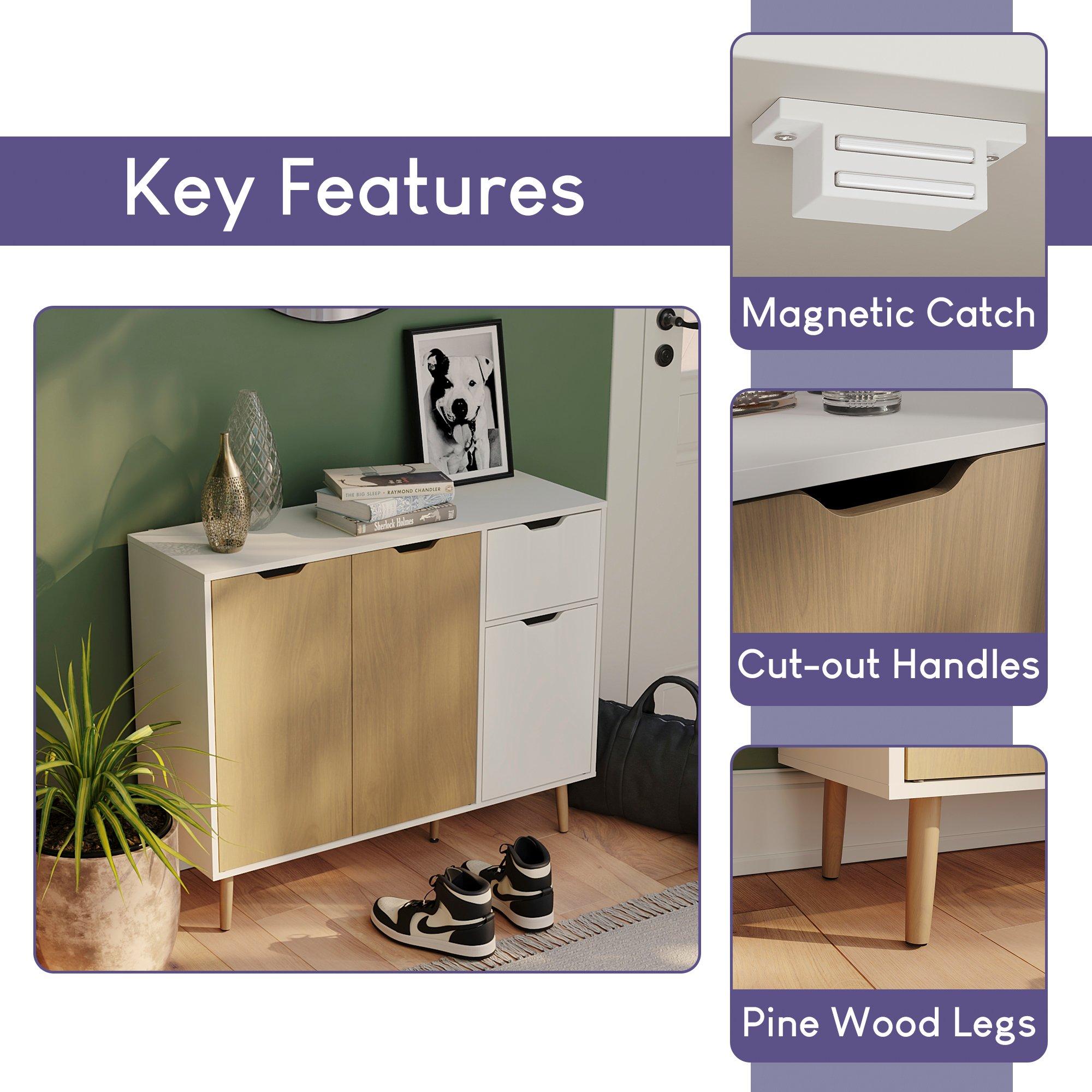 Oak & White - Lassic - Vida Designs 3 Door 1 Drawer Sideboard Storage - 5