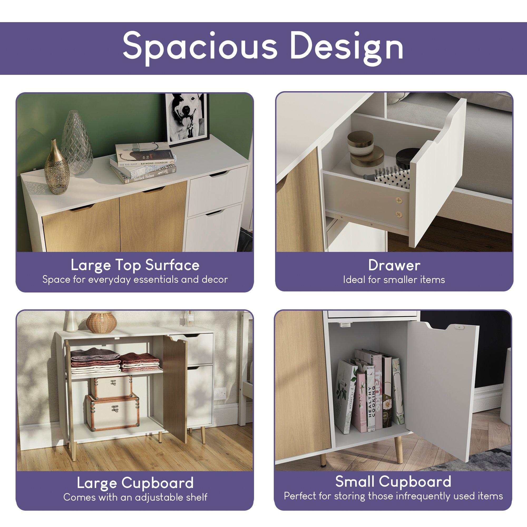 Oak & White - Lassic - Vida Designs 3 Door 1 Drawer Sideboard Storage - 6