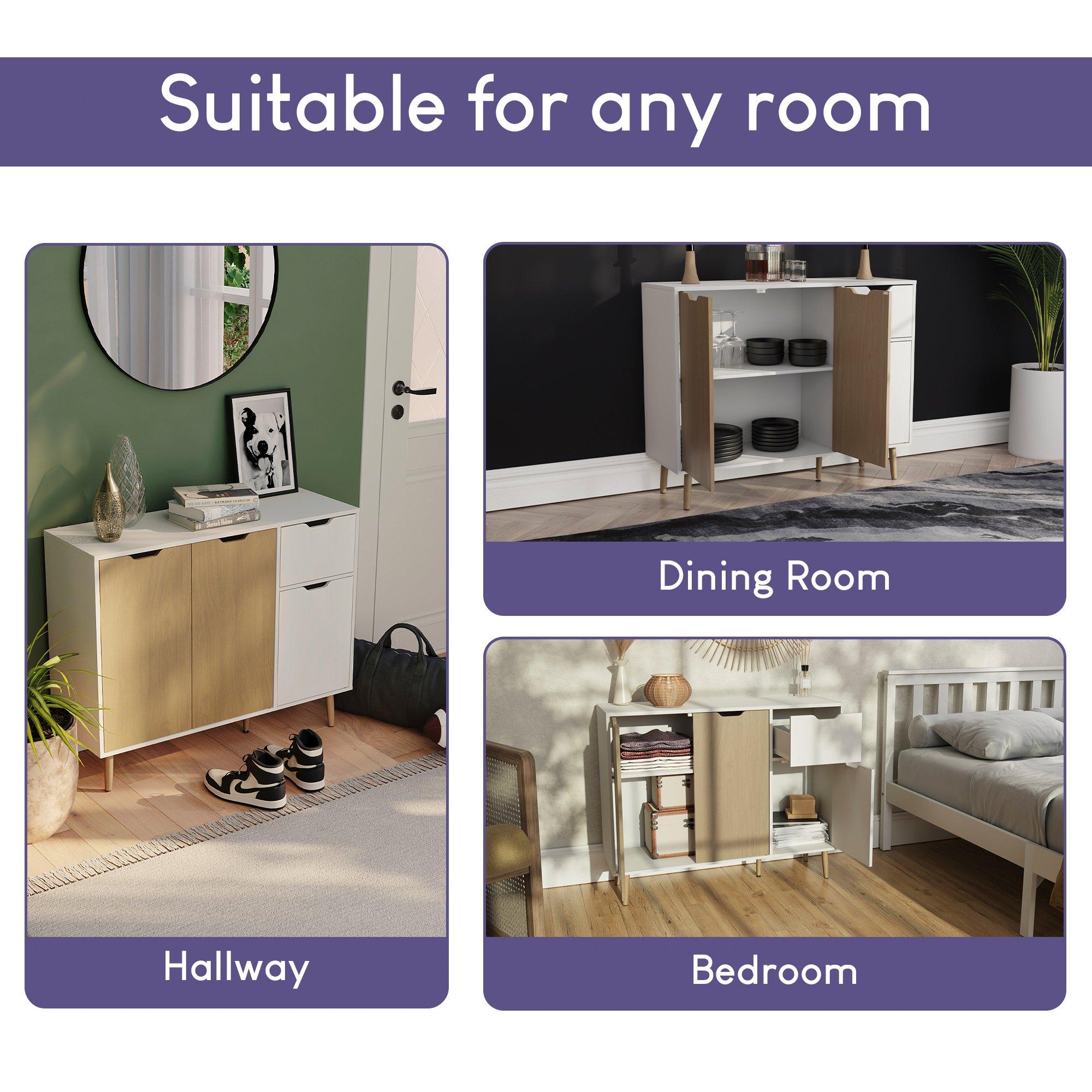 Oak & White - Lassic - Vida Designs 3 Door 1 Drawer Sideboard Storage - 7