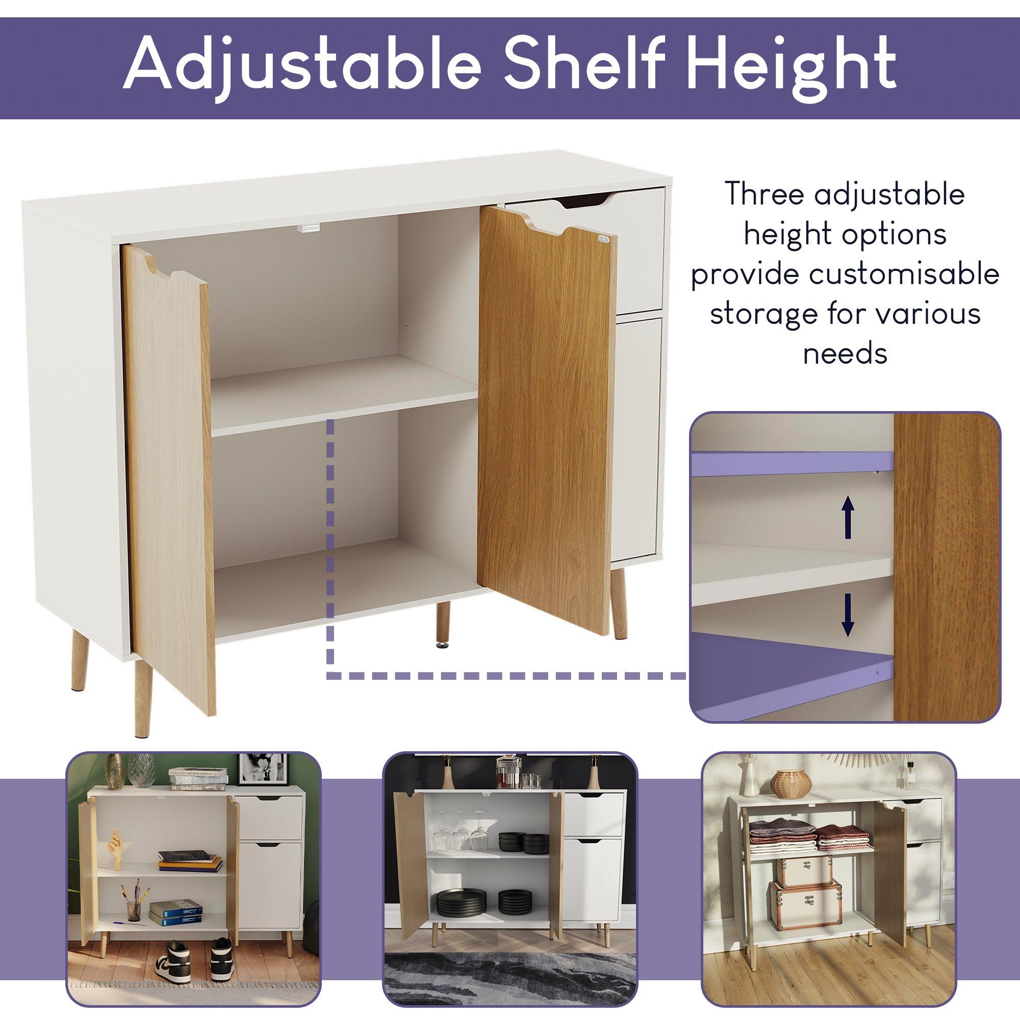 Oak & White - Lassic - Vida Designs 3 Door 1 Drawer Sideboard Storage - 8