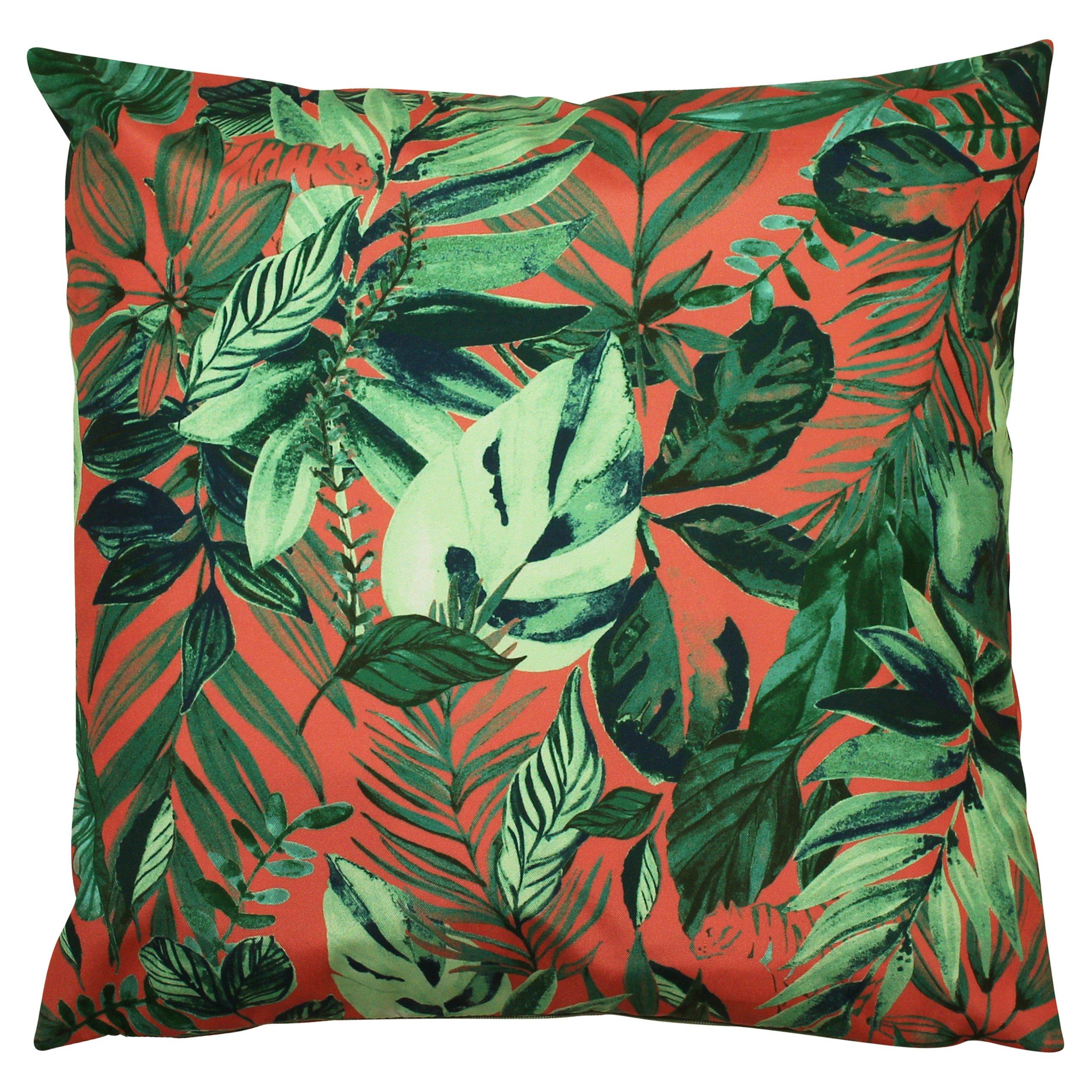 Furn.  Psychedelic Jungle Tropical Outdoor Cushion - Coral - 43x43cm