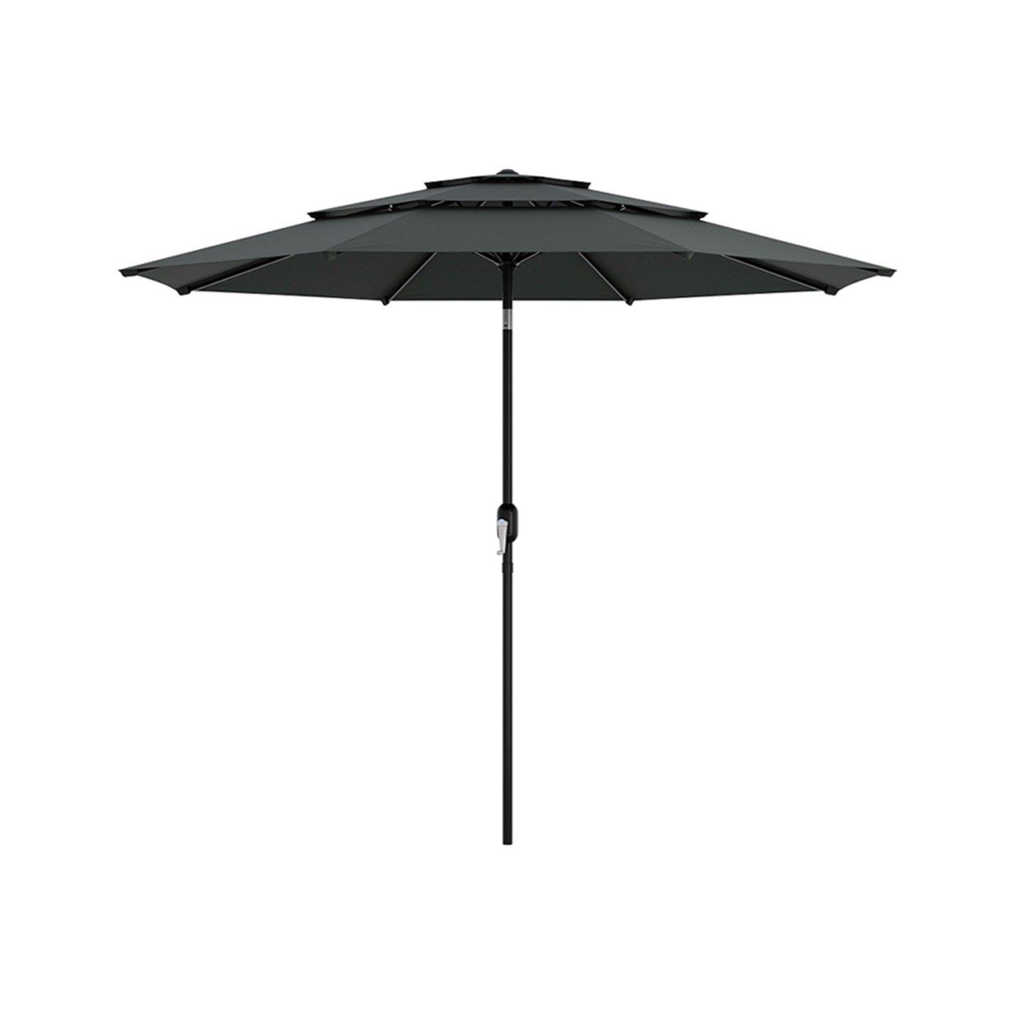Black - Breeins - Outdoor 3-Tier Umbrella with Crank Dark Grey - 3