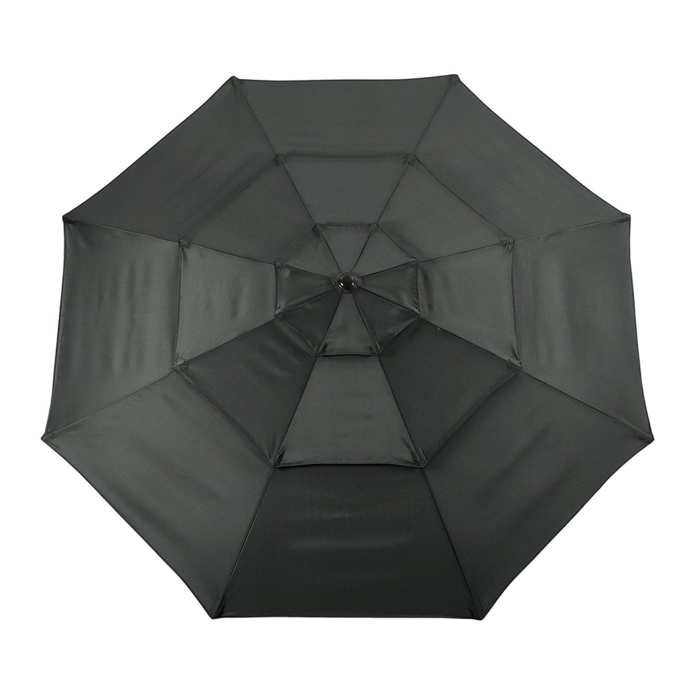 Black - Breeins - Outdoor 3-Tier Umbrella with Crank Dark Grey - 4