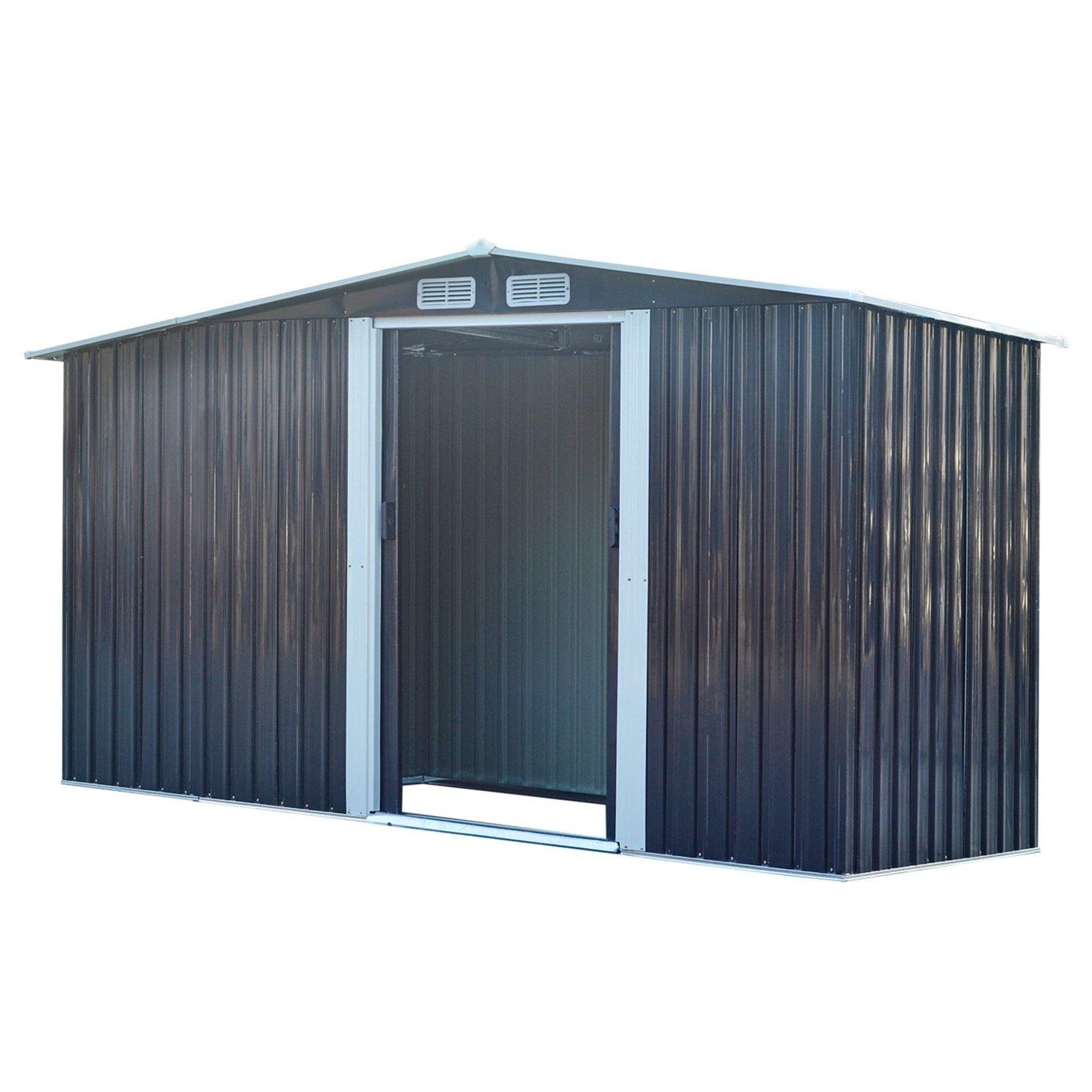 Black - Breeins - Outdoor 8x4Fts Steel Storage Shed Charcoal Black - 2