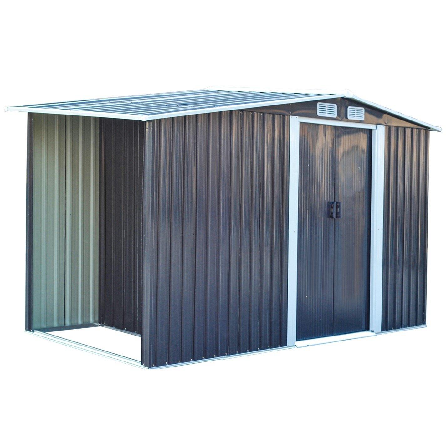 Black - Breeins - Outdoor 8x4Fts Steel Storage Shed Charcoal Black - 3