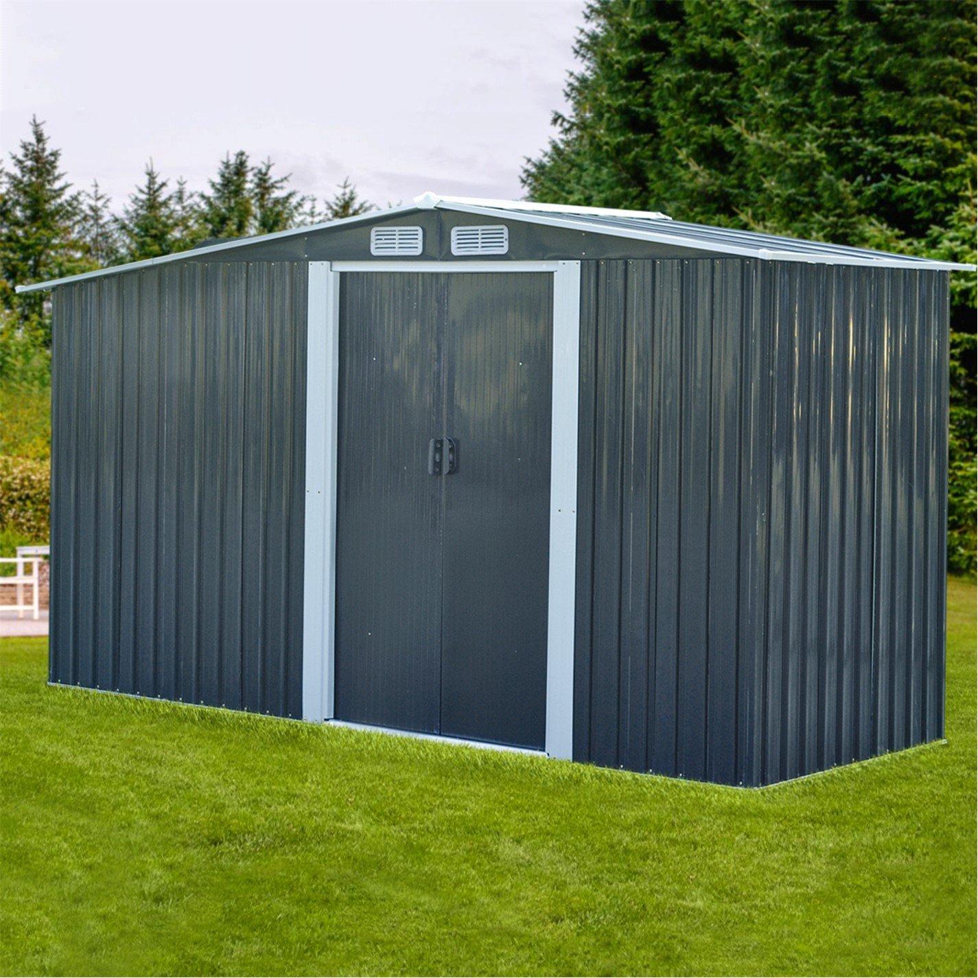 Black - Breeins - Outdoor 8x4Fts Steel Storage Shed Charcoal Black - 4