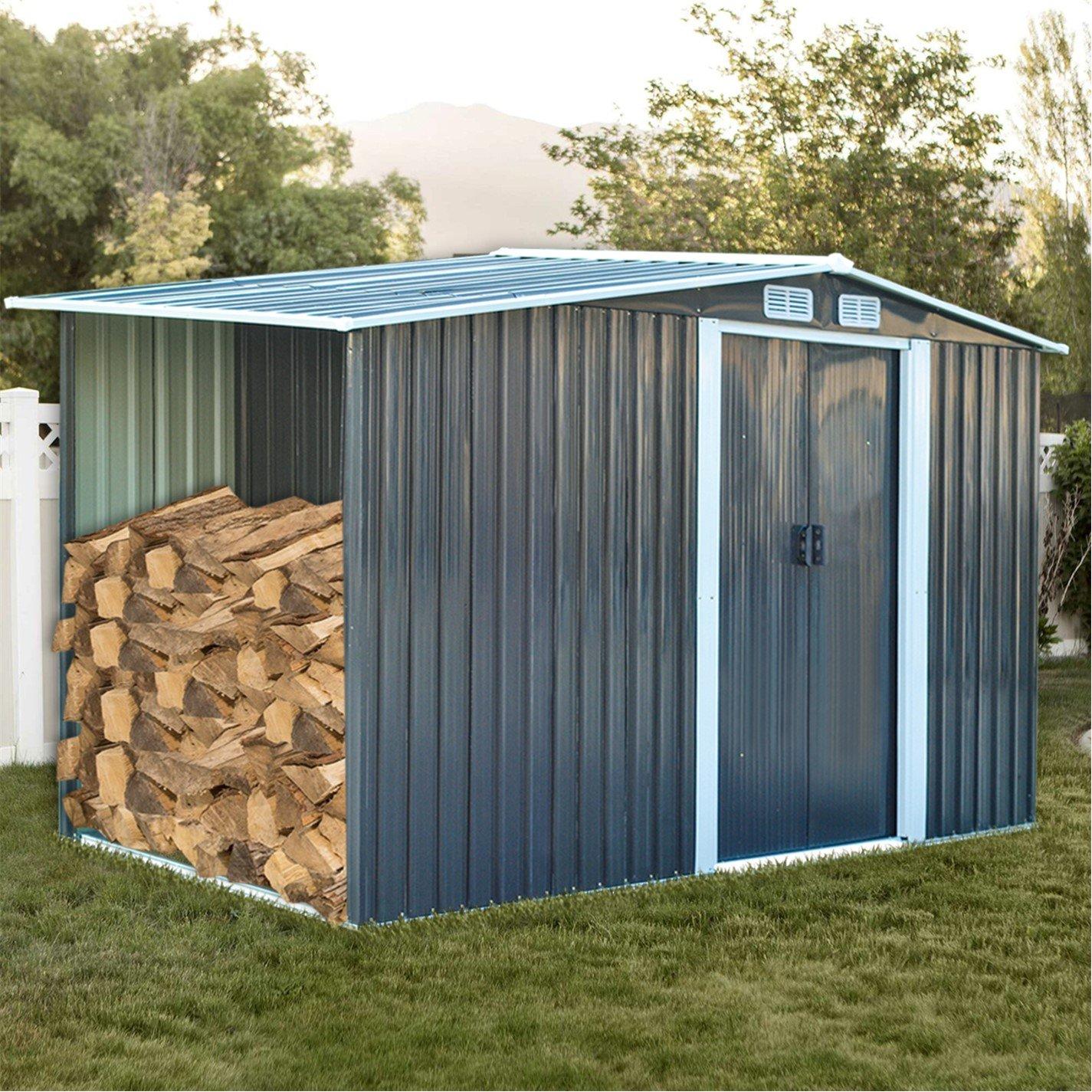 Black - Breeins - Outdoor 8x4Fts Steel Storage Shed Charcoal Black - 5