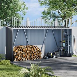Breeins Outdoor 11x3Fts Firewood Log Shed Charcoal Black