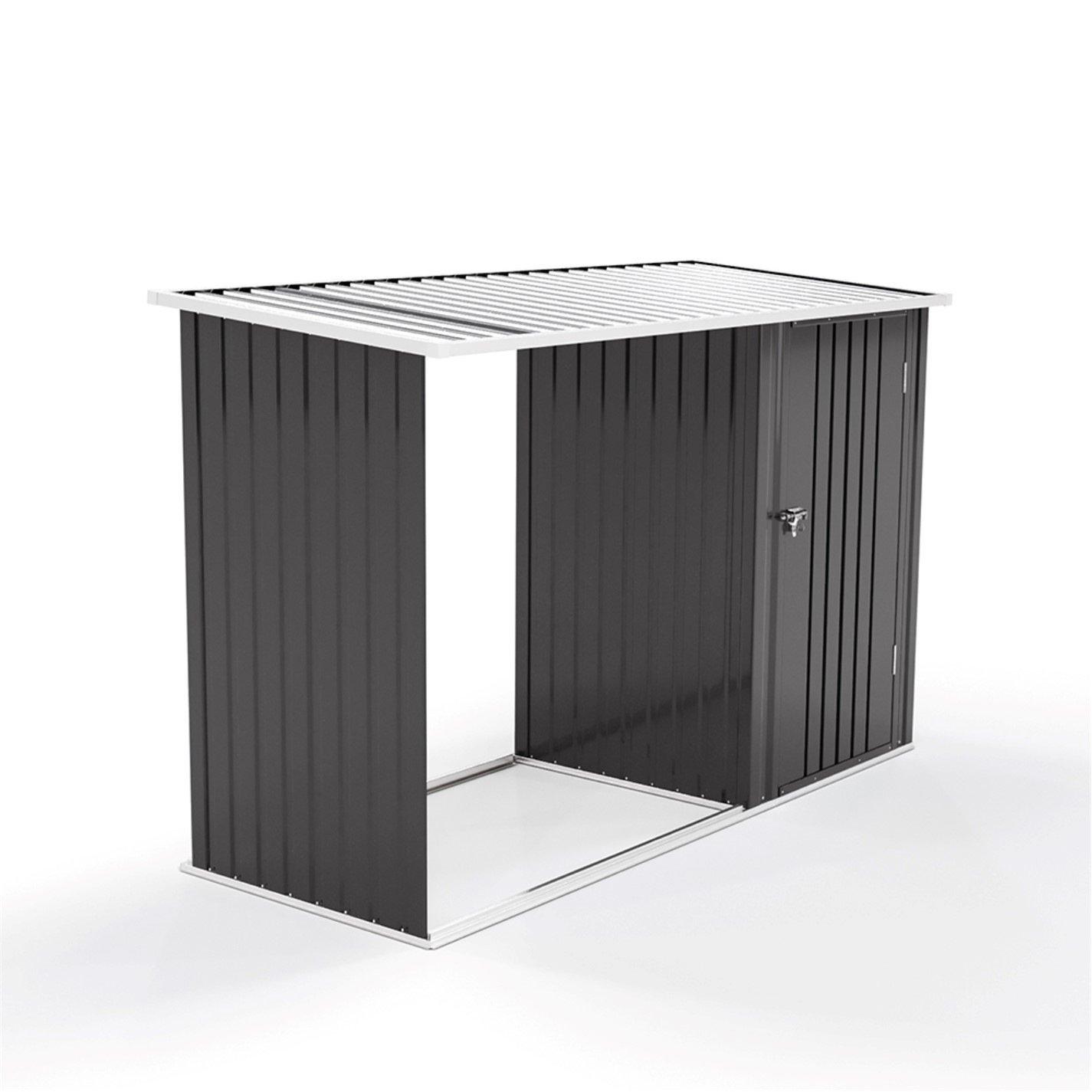 Black - Breeins - Outdoor 8x3Fts Firwood Log Shed Black - 5