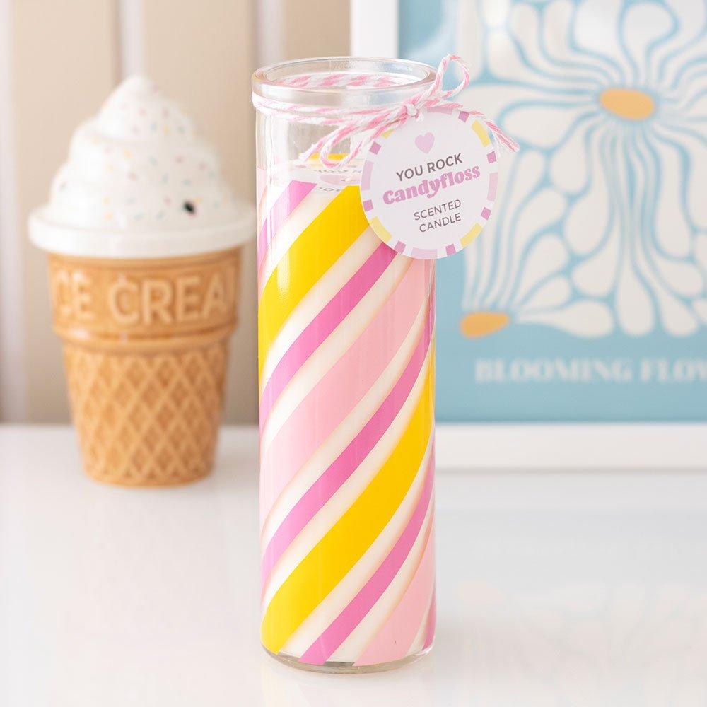 Pink - Something Different - Candy Stripe Candyfloss Tube Candle - 1