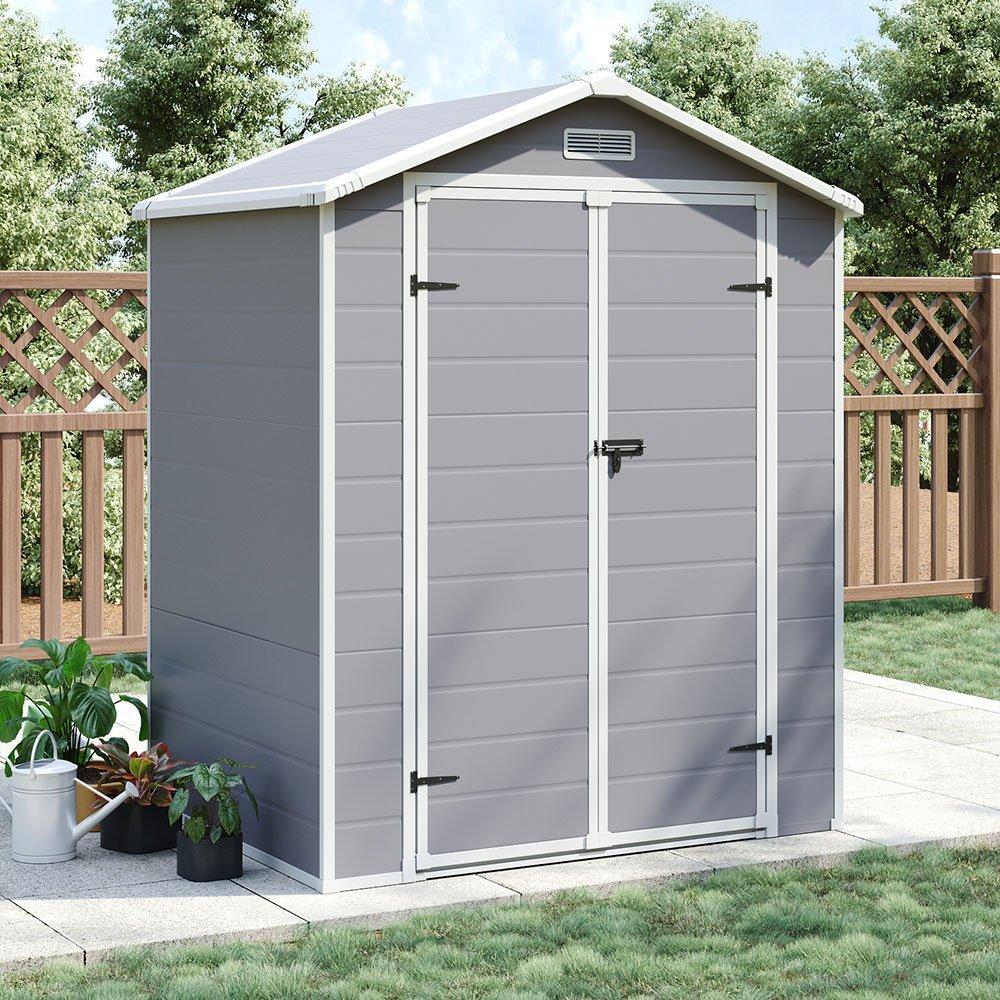 Grey - Breeins - Outdoor 6x4Fts Plastic Garden Storage Shed Grey - 1