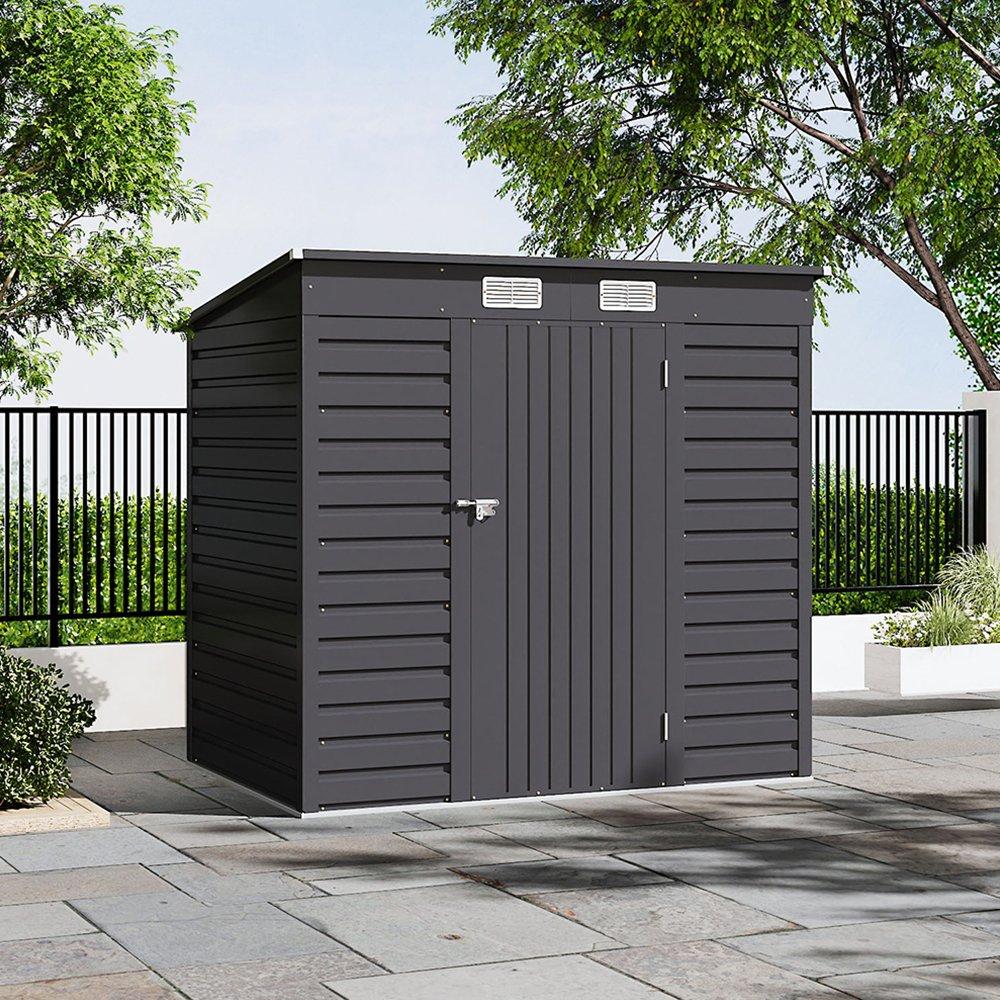 Black - Breeins - Outdoor 6x4Fts Steel Storage Shed Charcoal Black - 1