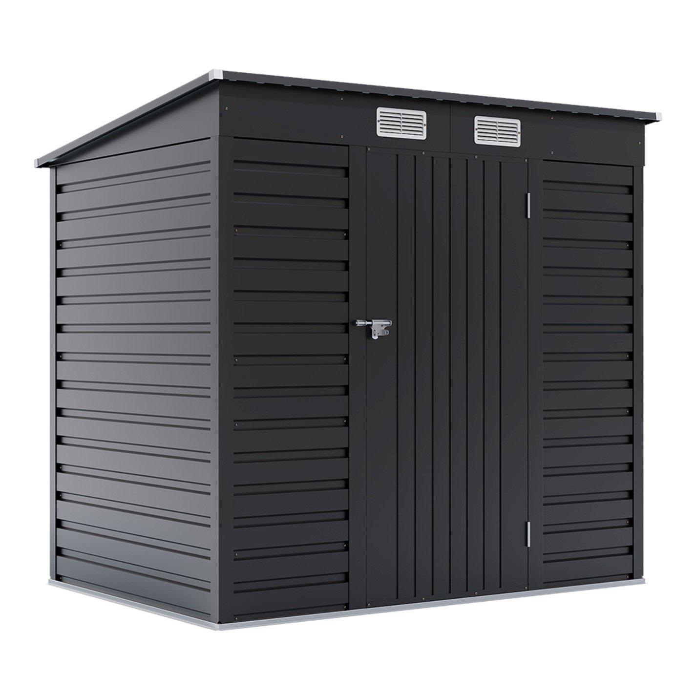 Black - Breeins - Outdoor 6x4Fts Steel Storage Shed Charcoal Black - 3