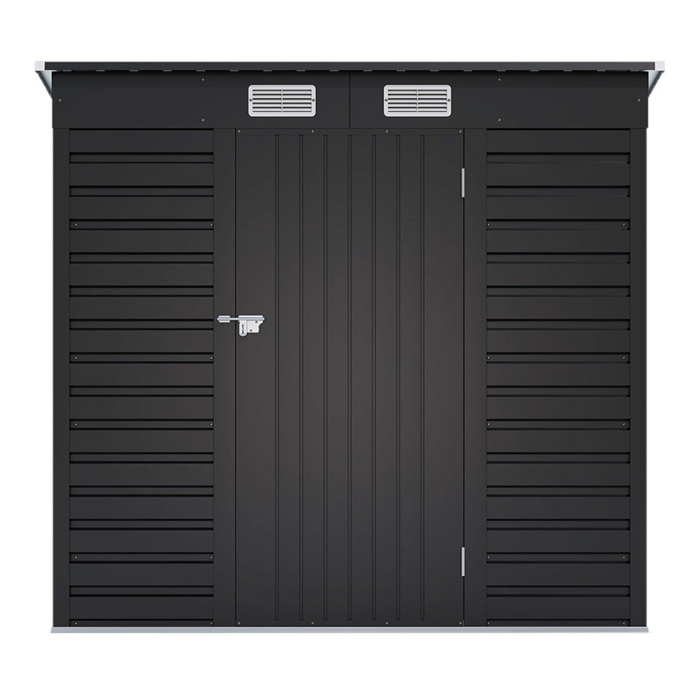 Black - Breeins - Outdoor 6x4Fts Steel Storage Shed Charcoal Black - 4