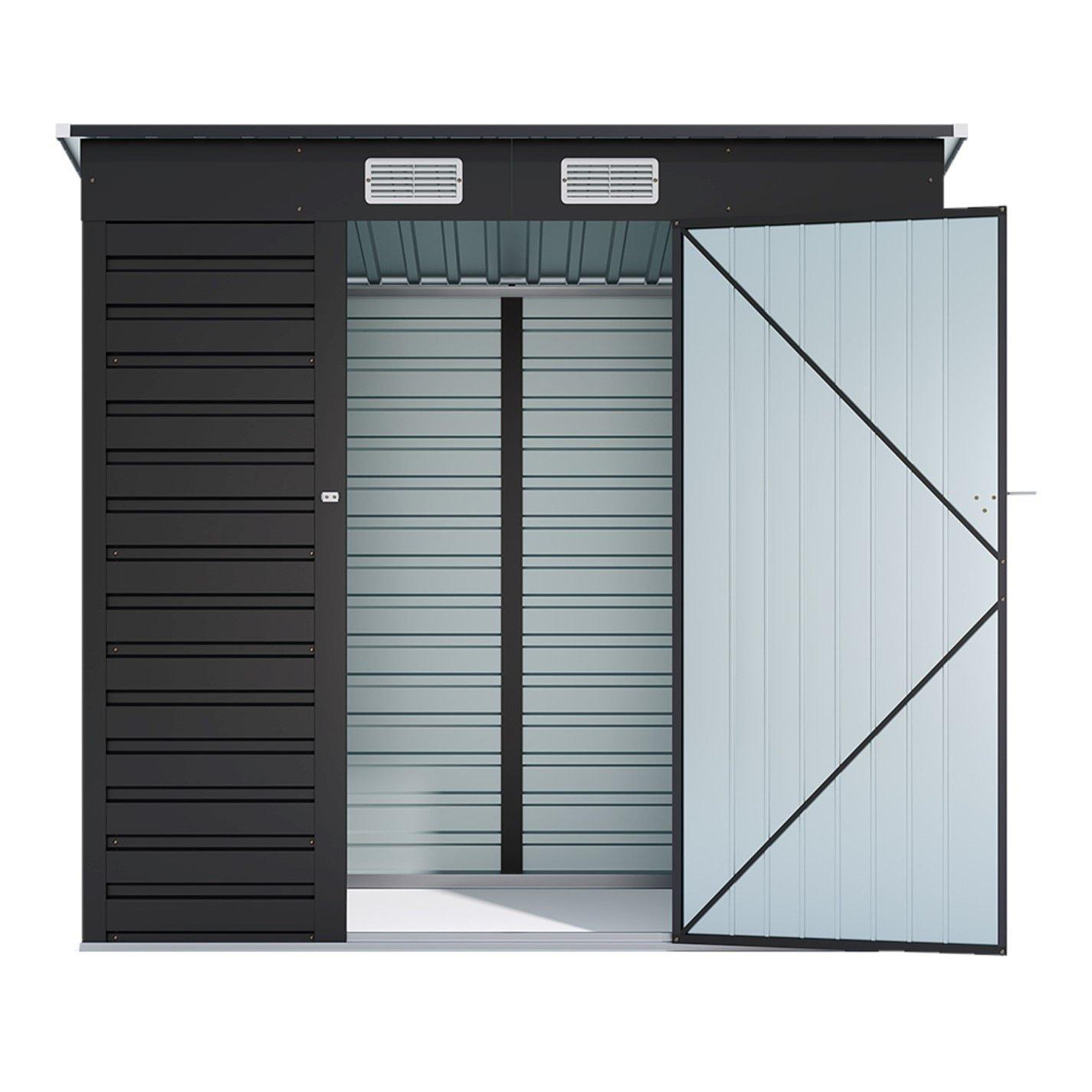 Black - Breeins - Outdoor 6x4Fts Steel Storage Shed Charcoal Black - 5