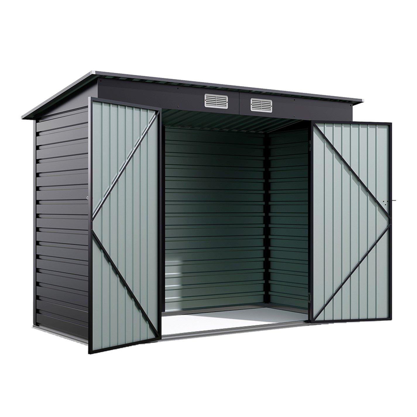 Black - Breeins - Garden 8x4Fts 2-Doors Storage Shed Charcoal Black - 4