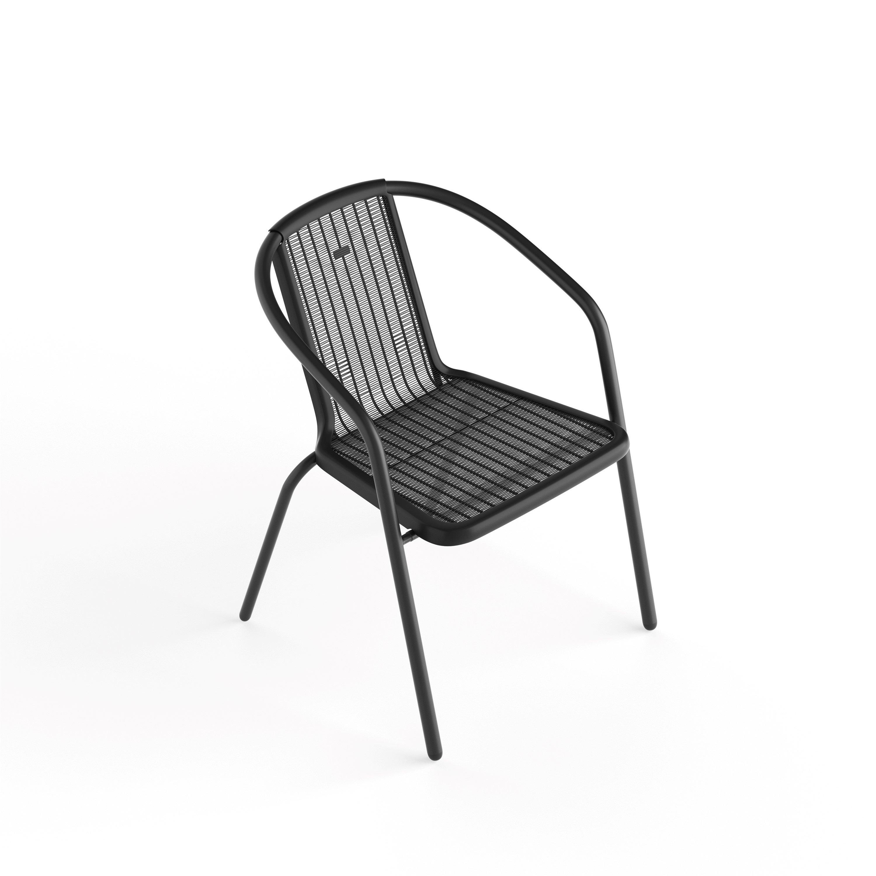 Black - Breeins - Round Outdoor Table with 2 Seater Rattan Chairs - 6