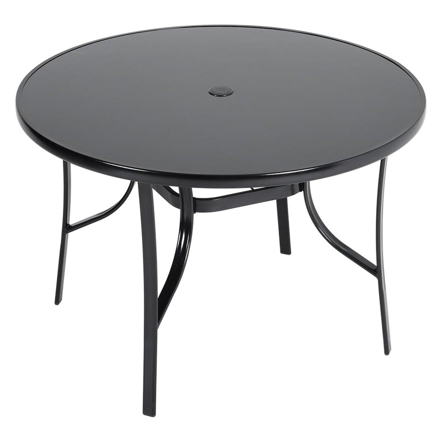 Black - Breeins - Round Glass Table with 2 Folding Chairs - 4
