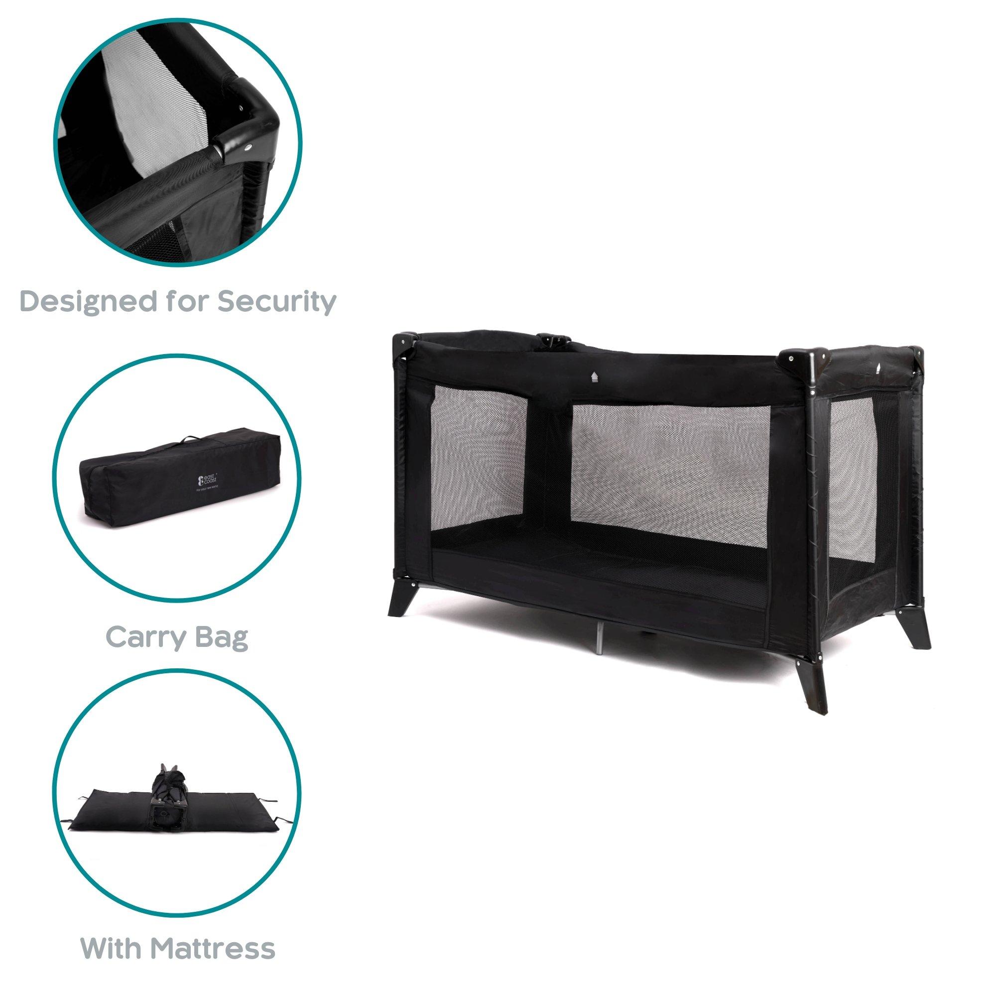 Black - Clair De Lune - East Coast Travel Cot - 2