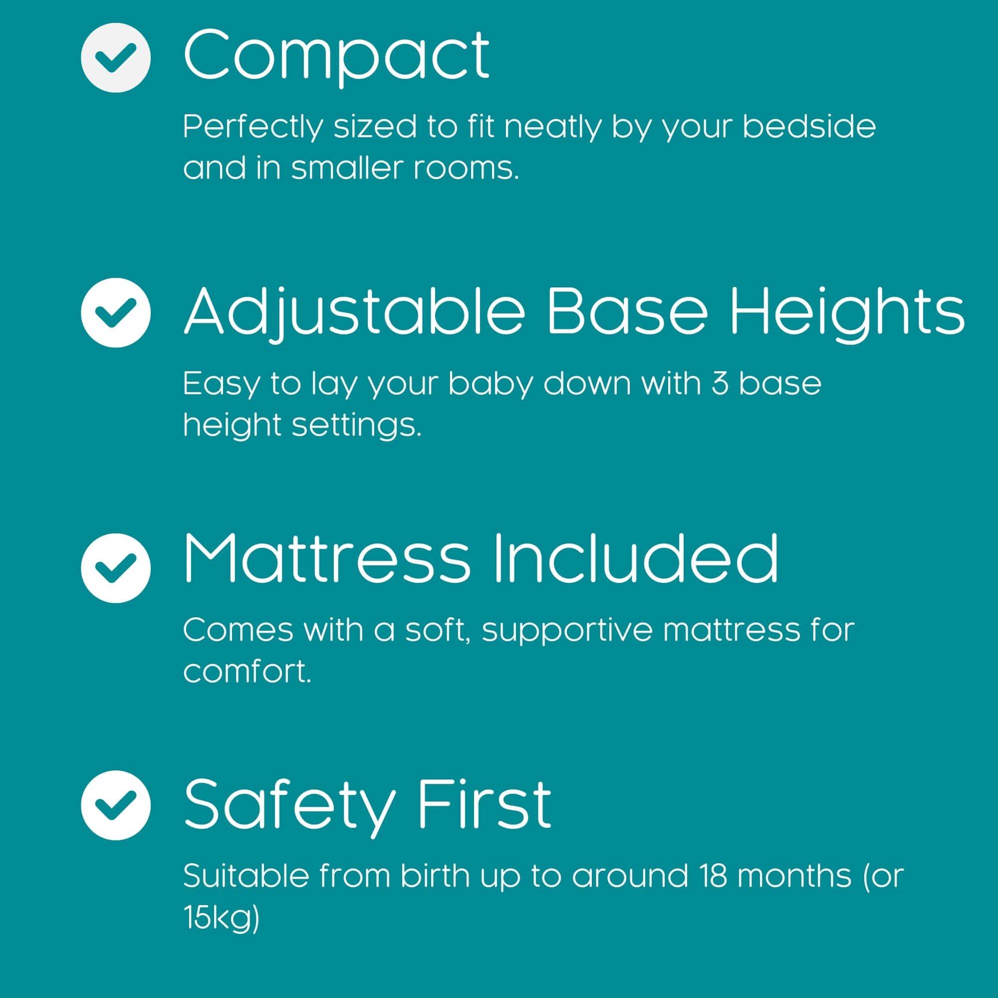 Cashmere - Clair De Lune - East Coast Space Saver Cot & Mattress - Cashmere - 4