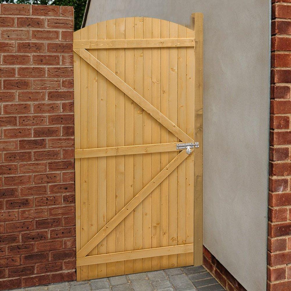 Brown - Breeins - 210cm H Braced Arch Top Wooden Garden Gate - 2