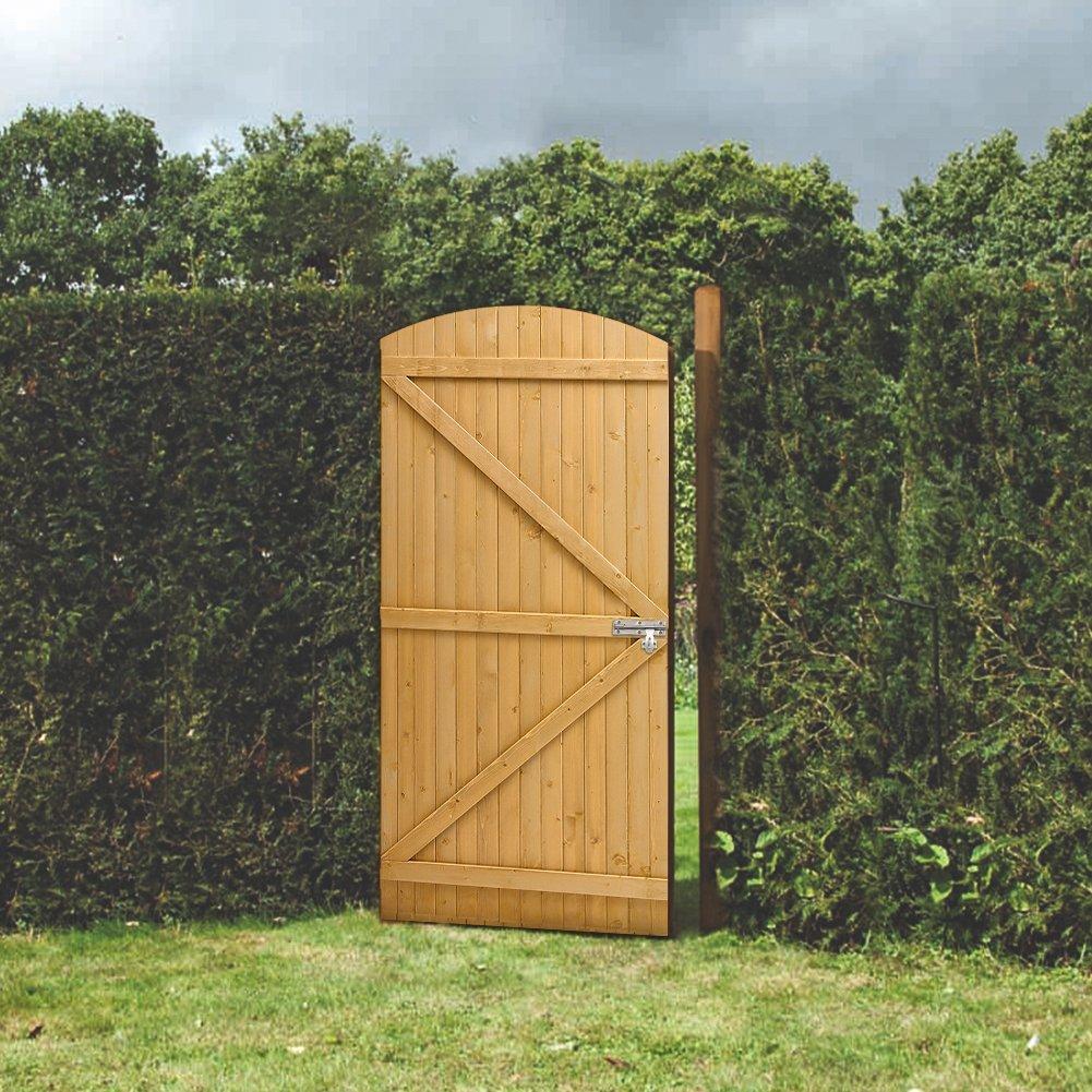 Brown - Breeins - 210cm H Braced Arch Top Wooden Garden Gate - 3
