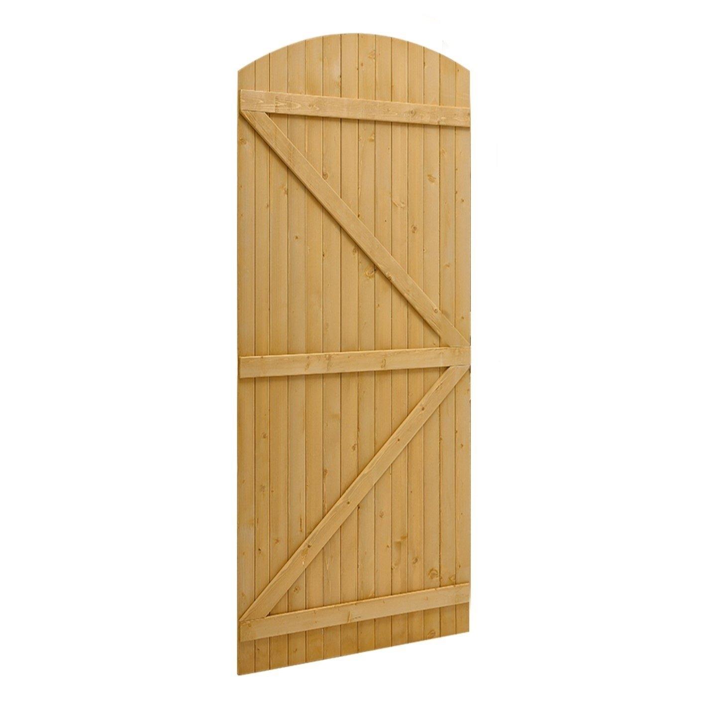 Brown - Breeins - 210cm H Braced Arch Top Wooden Garden Gate - 6
