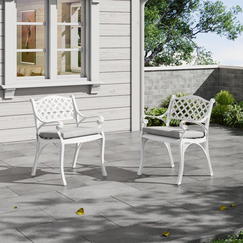 White - Breeins - 2 Pcs Garden Cast Aluminum Chairs White - 2
