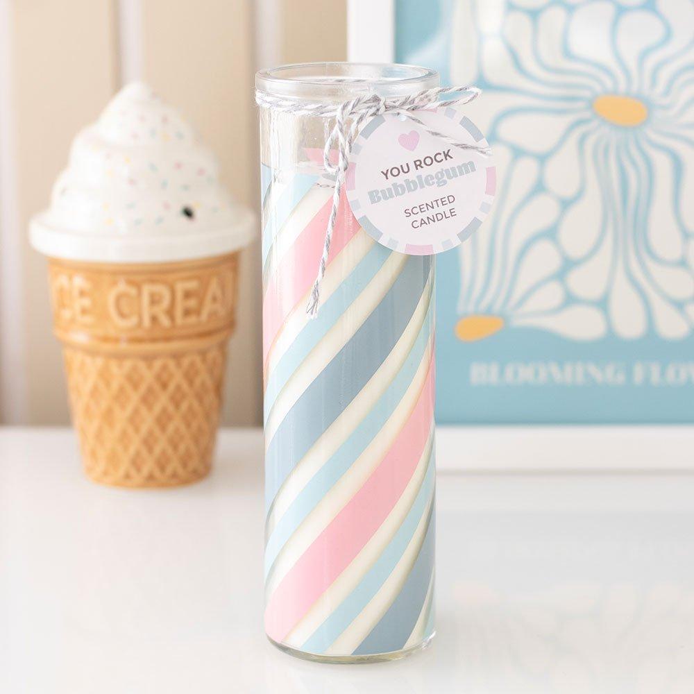 Blue - Something Different - Candy Stripe Bubblegum Tube Candle - 1
