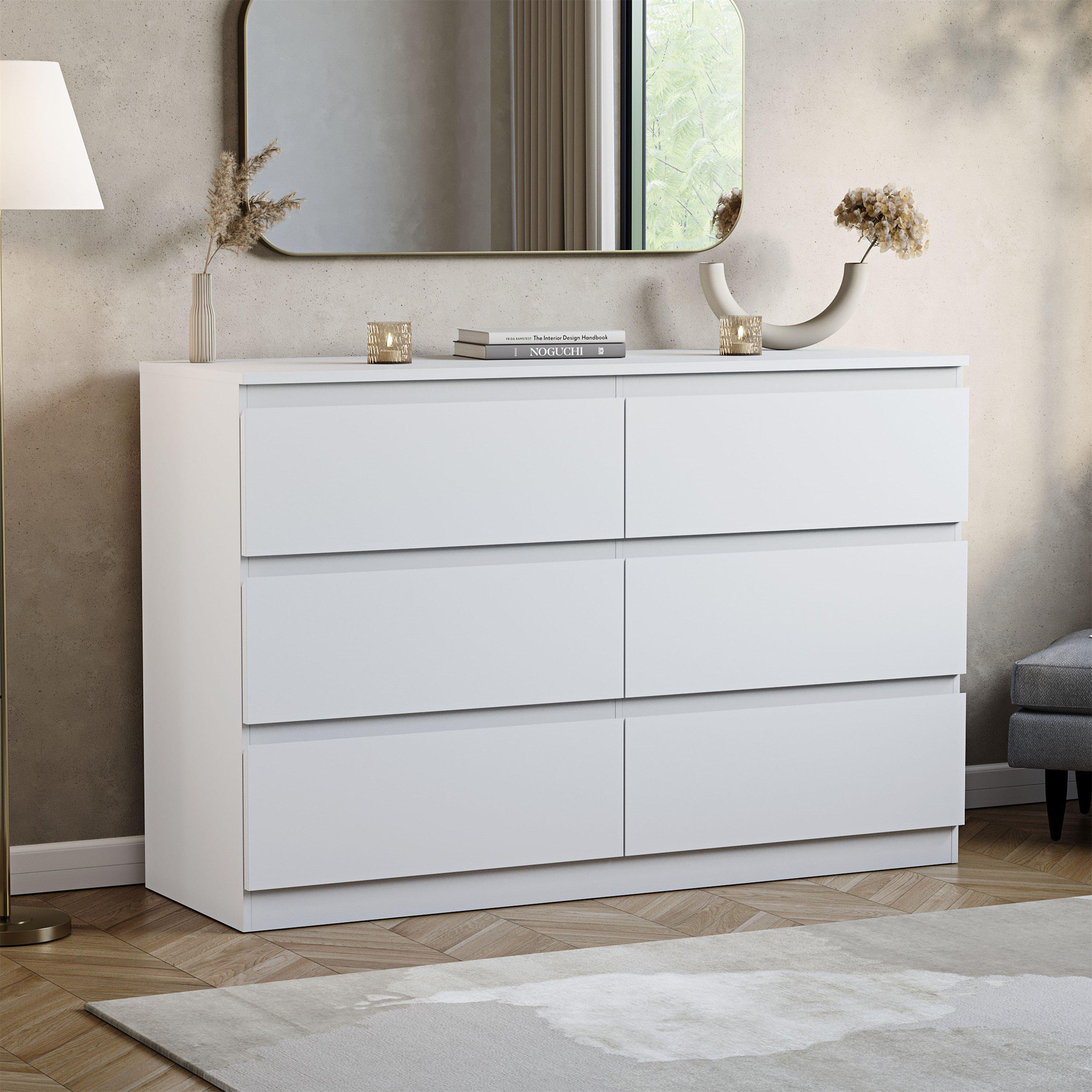 Lassic  Vida Designs Denver 6 Drawer Chest - White - 6 Drawer