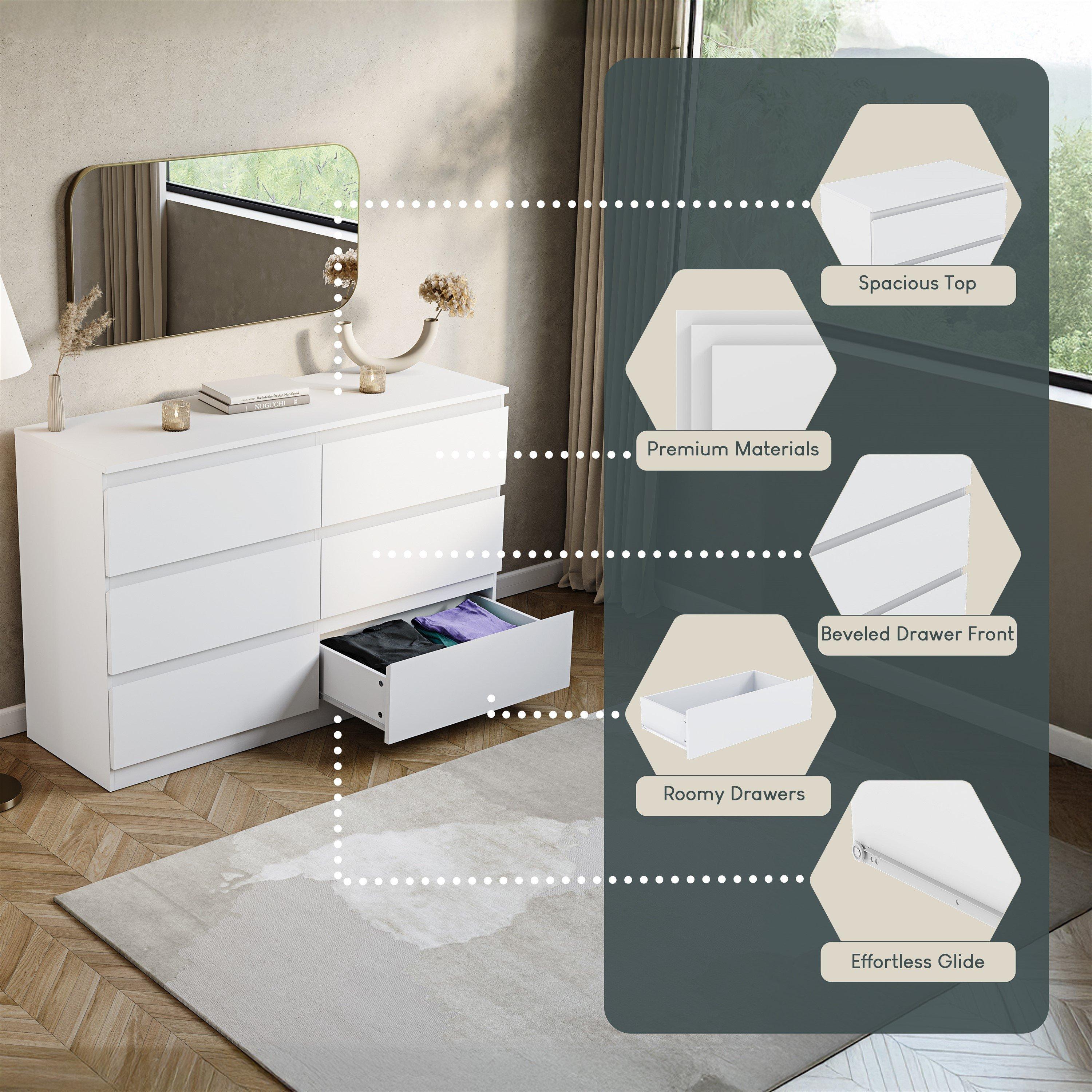 White - Lassic - Vida Designs Denver 6 Drawer Chest - 7