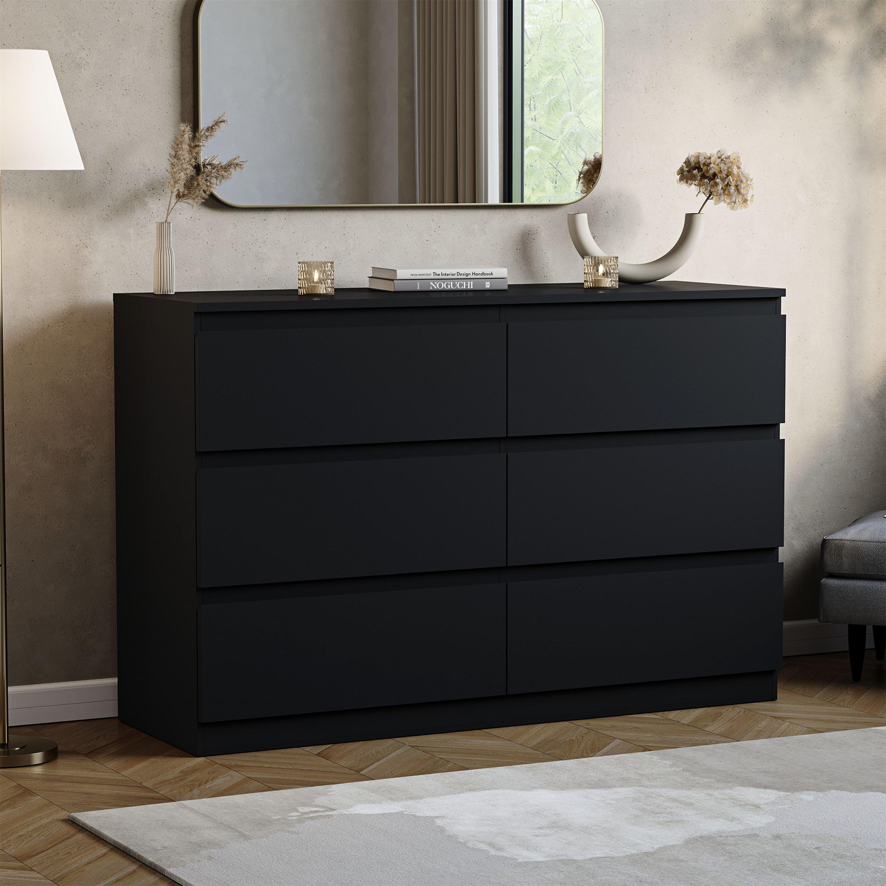 Lassic  Vida Designs Denver 6 Drawer Chest - Black - 6 Drawer