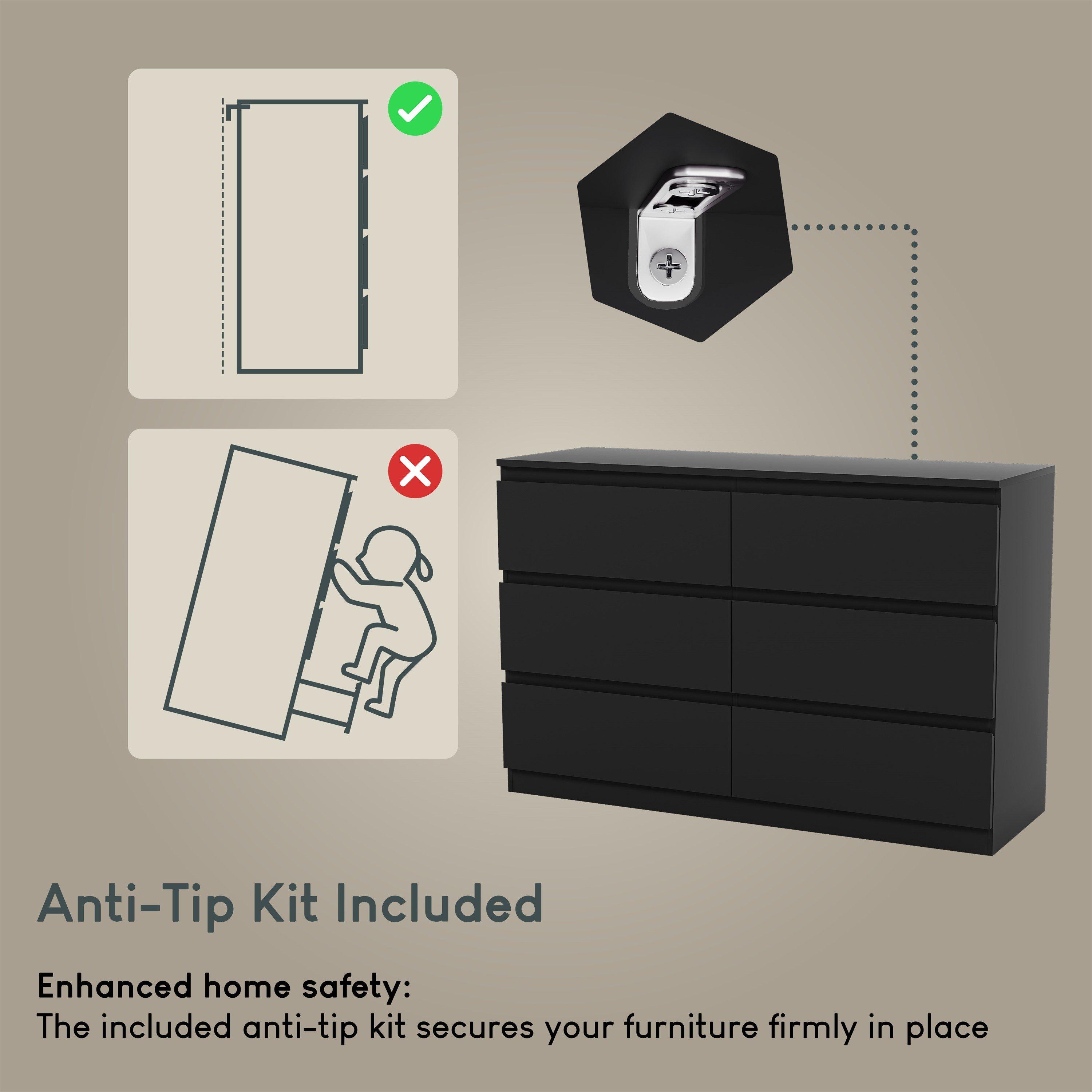 Black - Lassic - Vida Designs Denver 6 Drawer Chest - 8