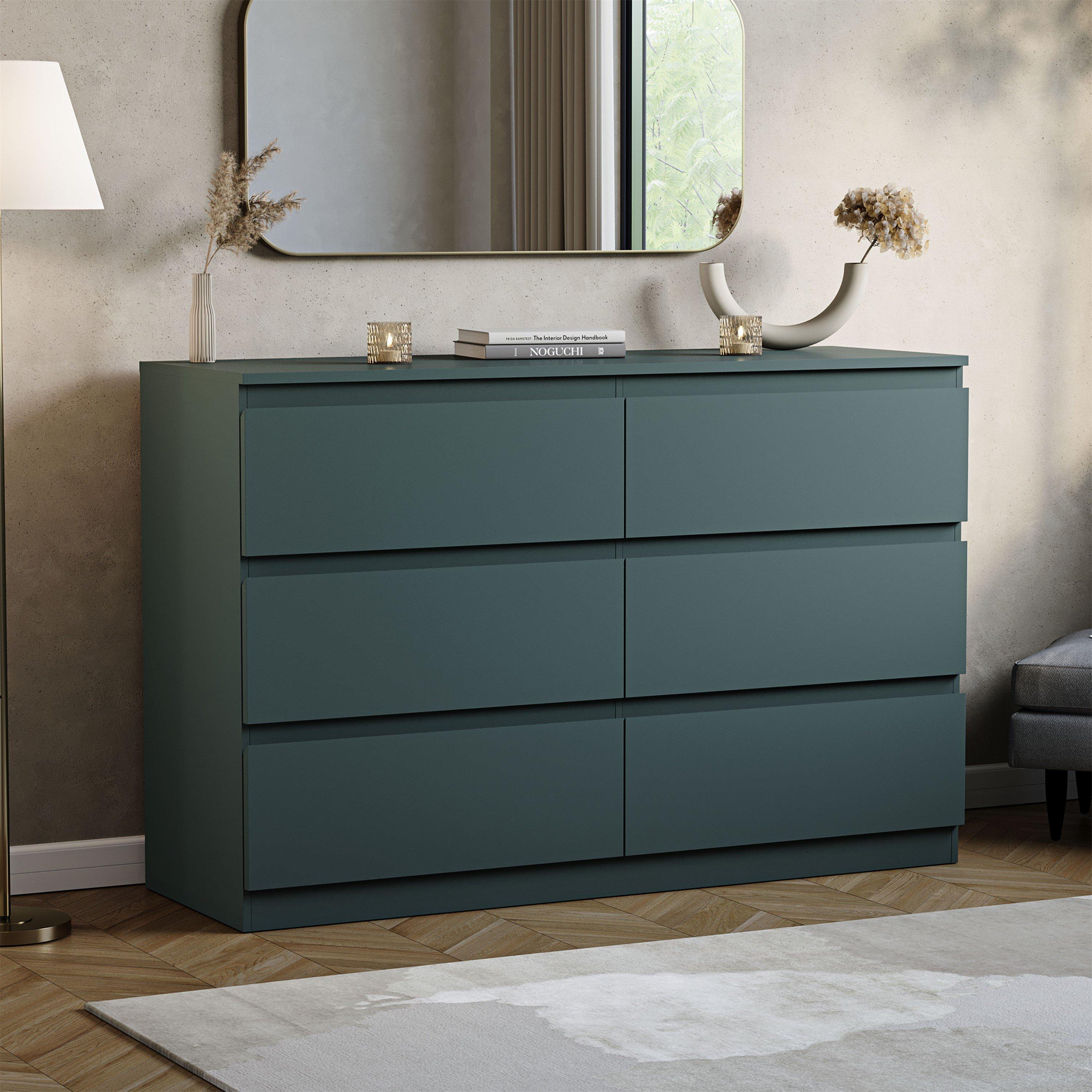 Lassic  Vida Designs Denver 6 Drawer Chest - Jasper Green - 6 Drawer